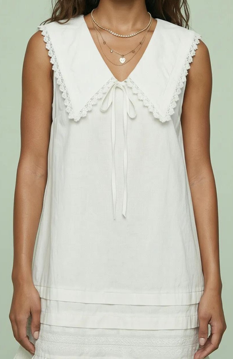 Lace Trim Peter Pan Collar Mini Dress