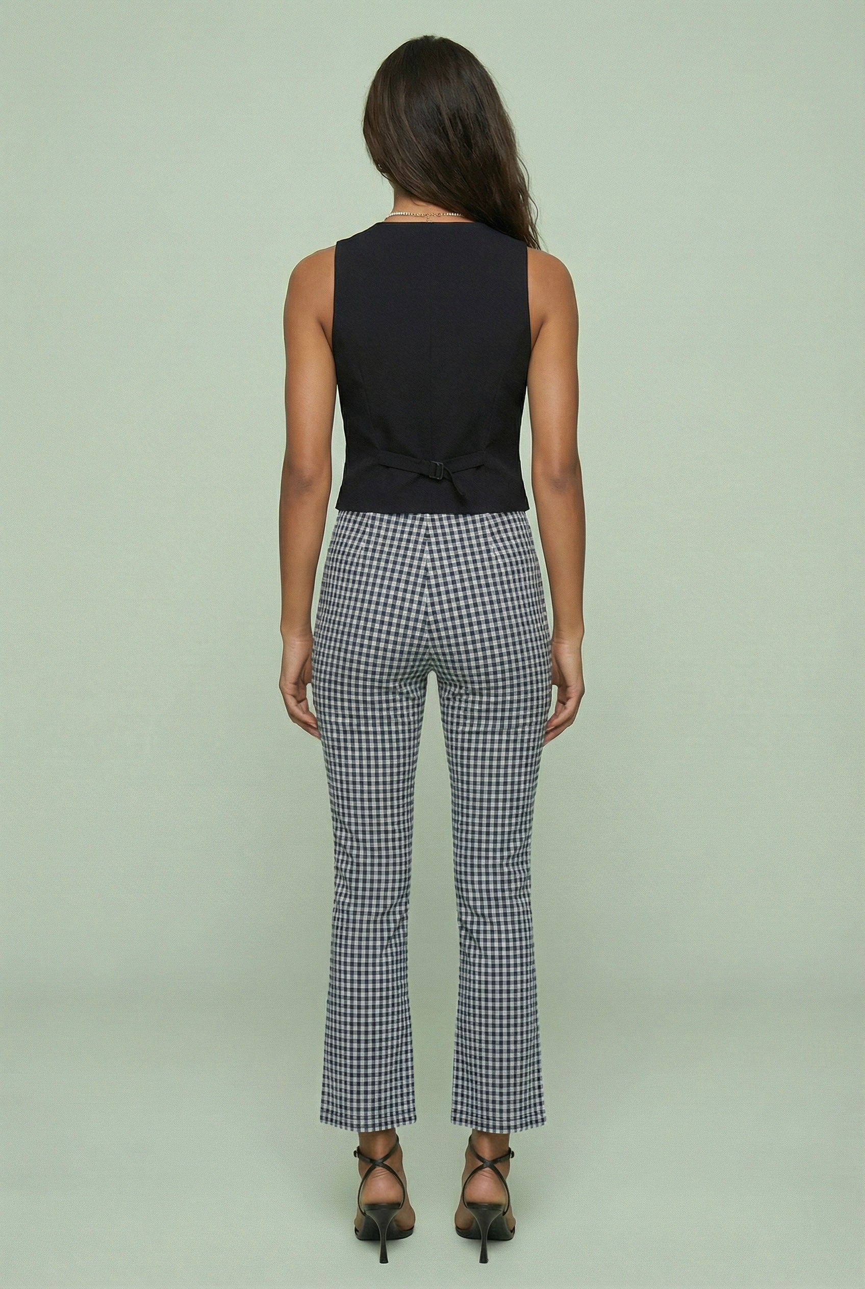 Gingham Cropped Flare Pants