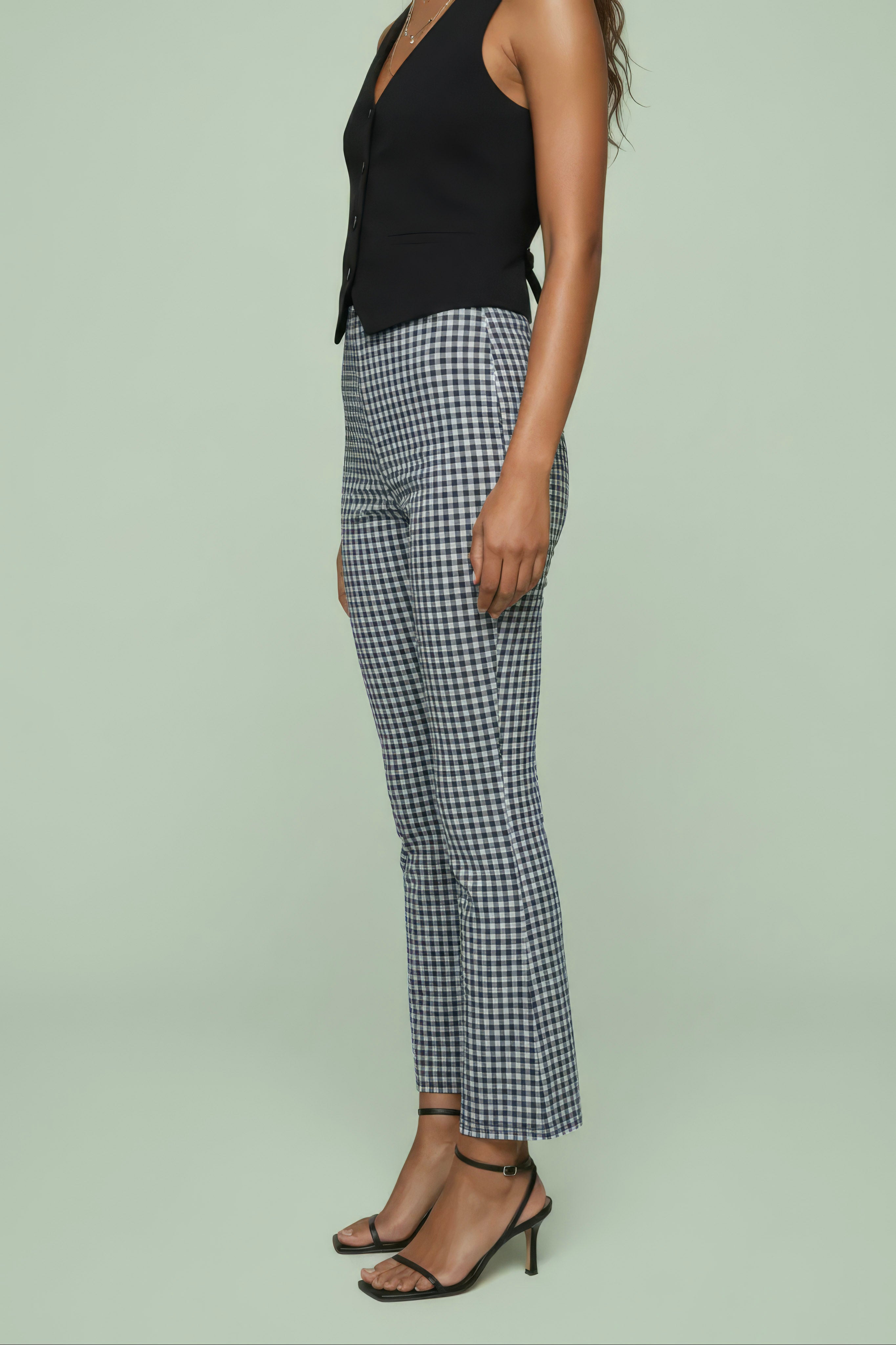 Gingham Cropped Flare Pants
