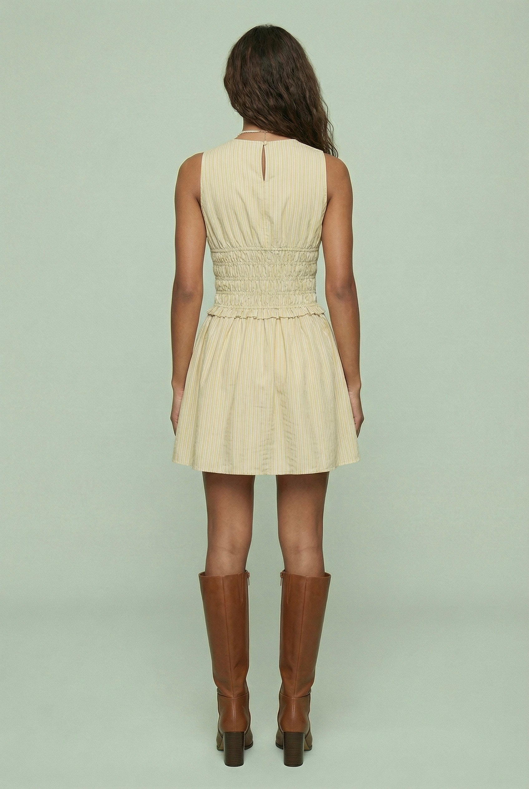 Smocked Waist Sleeveless Mini Dress