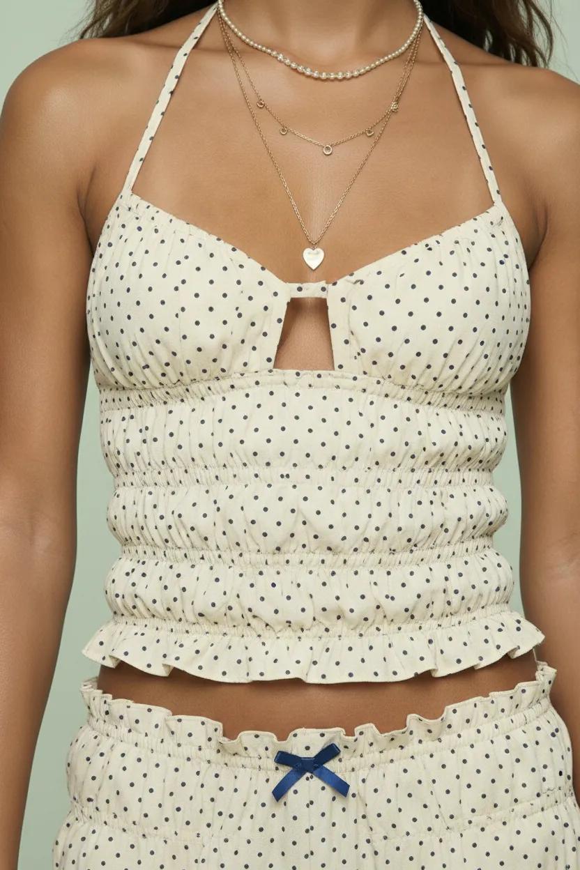 Polka Printed Halter Top and Short Set