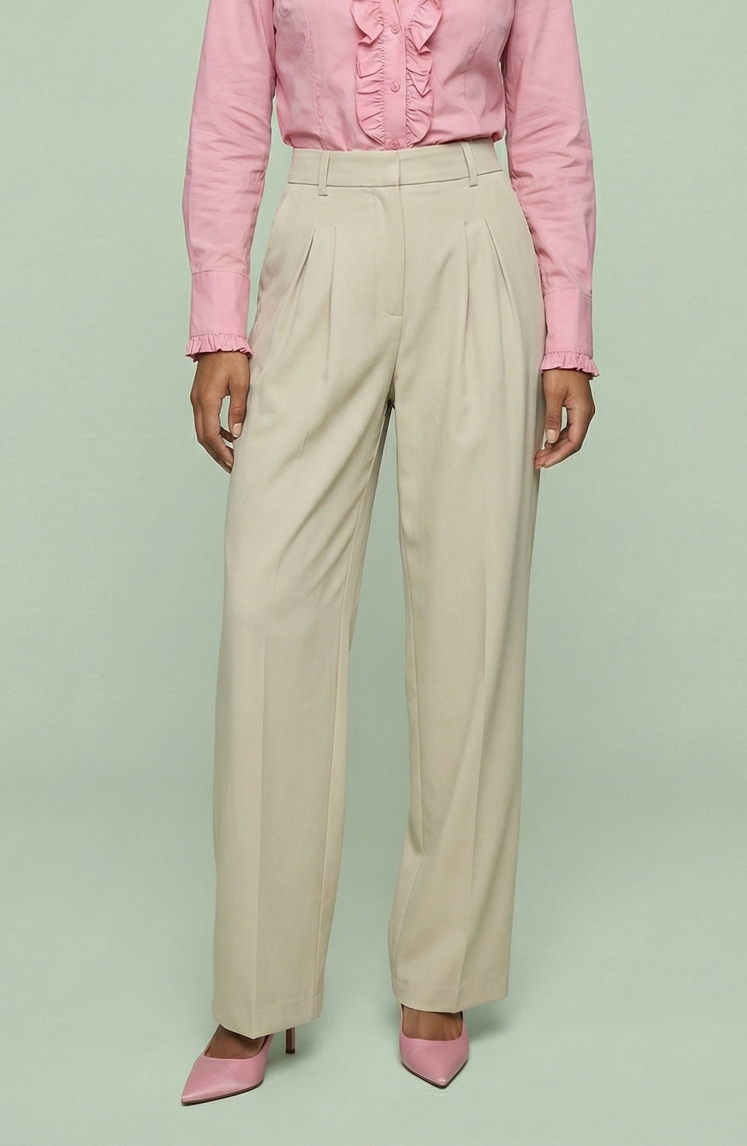 High Waist Tailored Straight Leg Pants