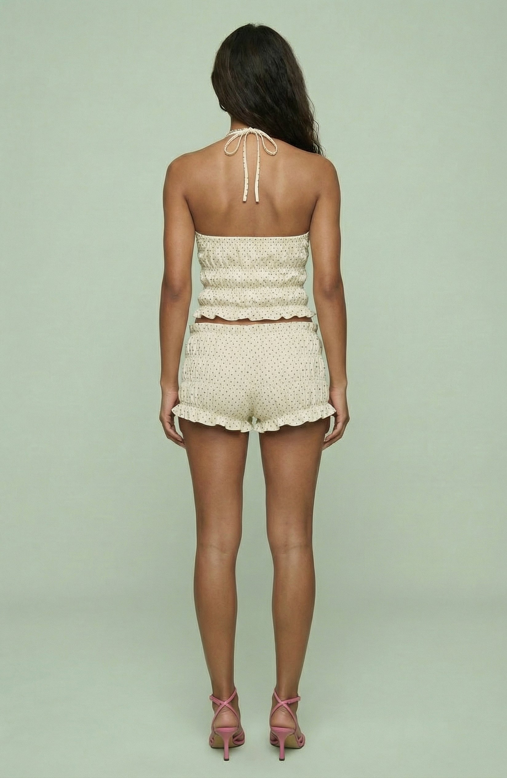 Polka Printed Halter Top and Short Set