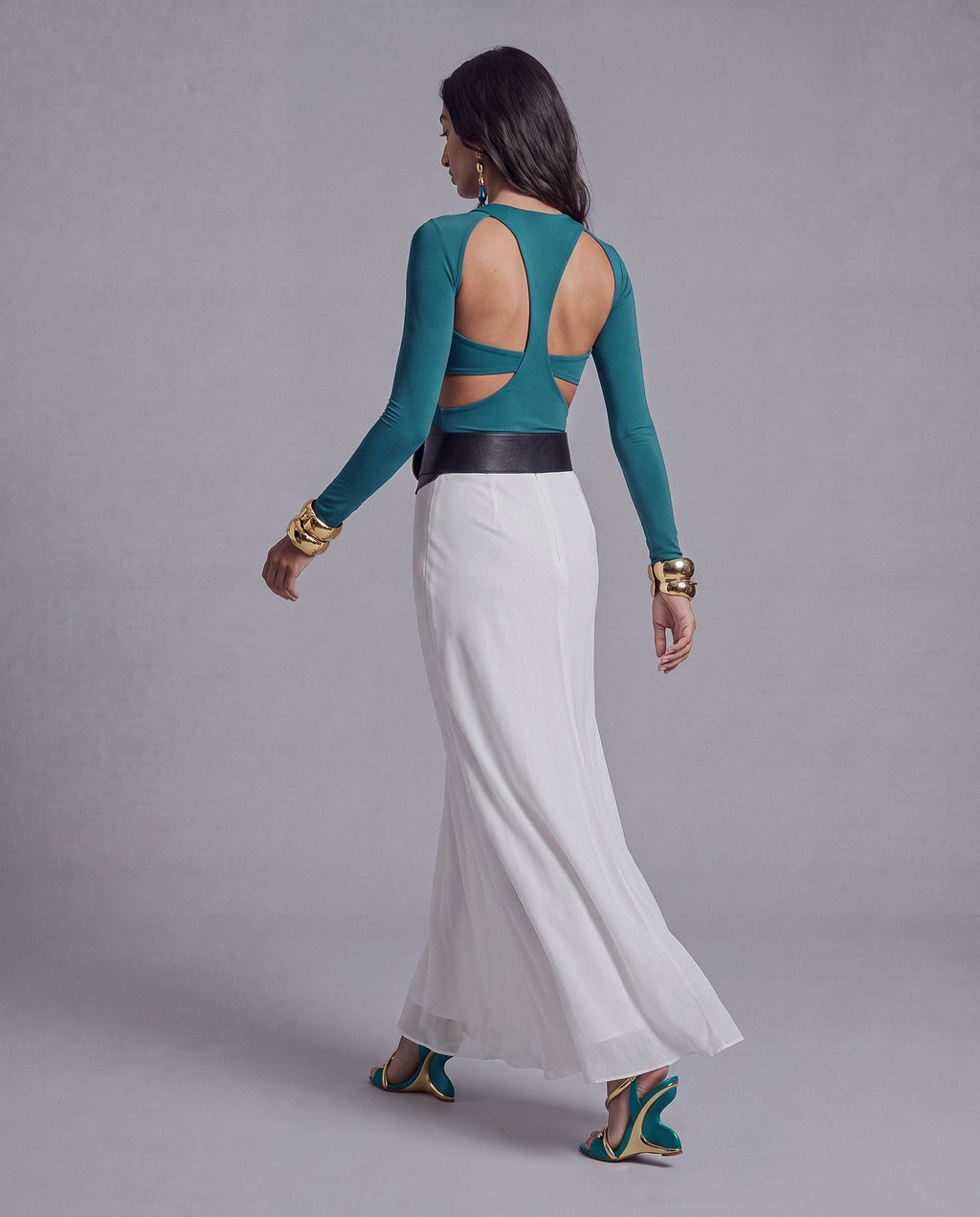 Sheer Layered Maxi Skirt with Fluid Flared Hem