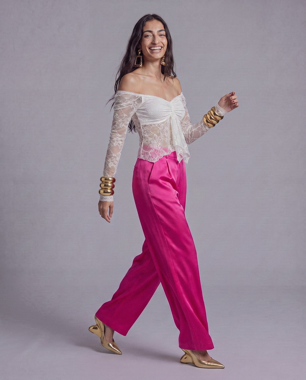 Sheer Floral Lace Off Shoulder Top with Ruched Draped Front