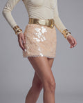 Oversized Sequin Mini Skirt with High Rise and Straight Silhouette
