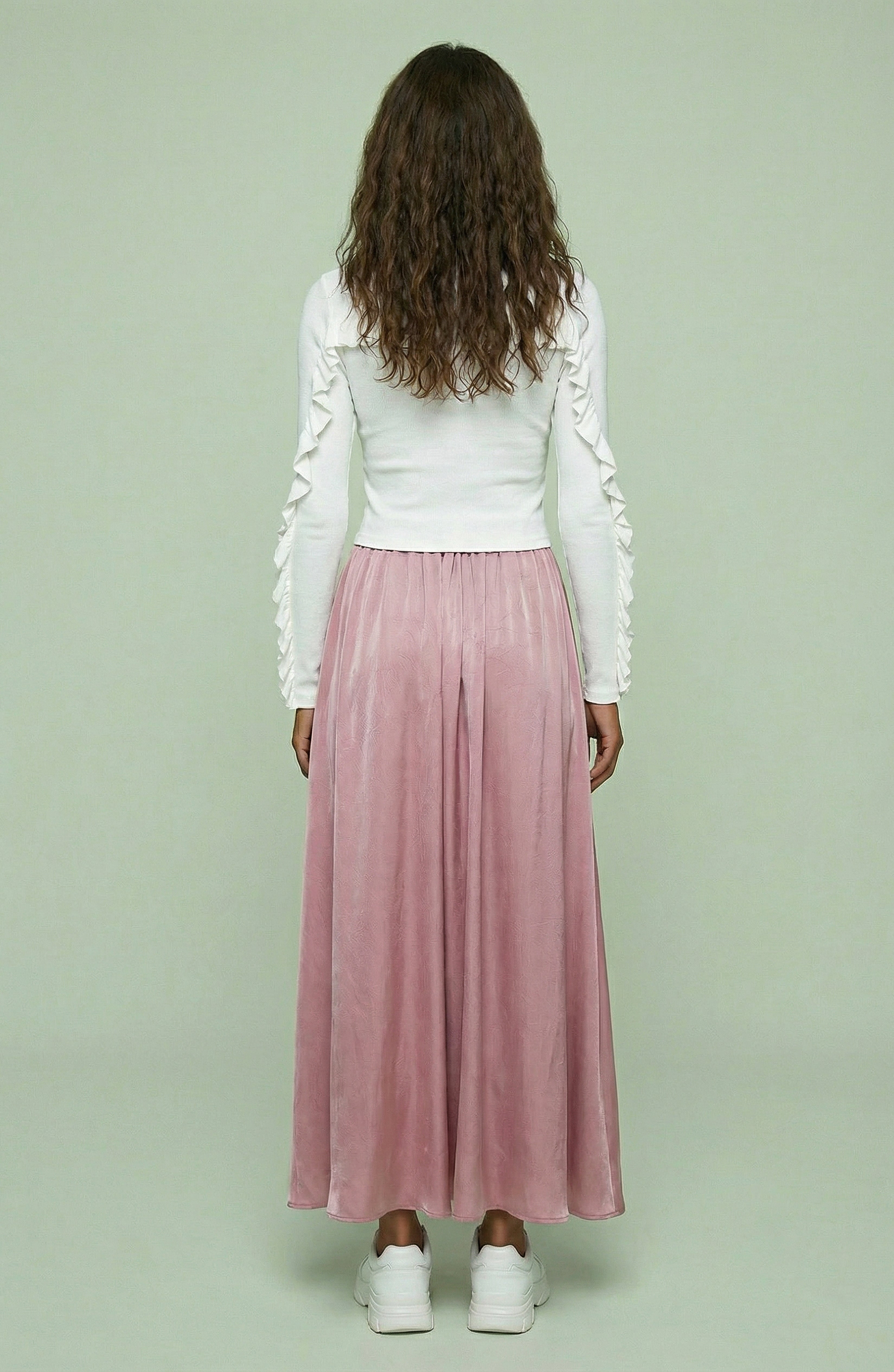 Rosette Satin Maxi Skirt