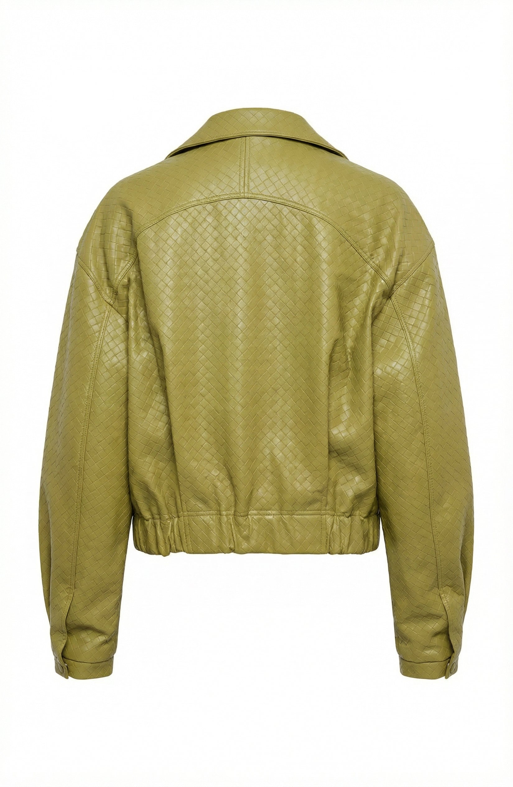 Textured Faux Leather Cropped Zip Jacket