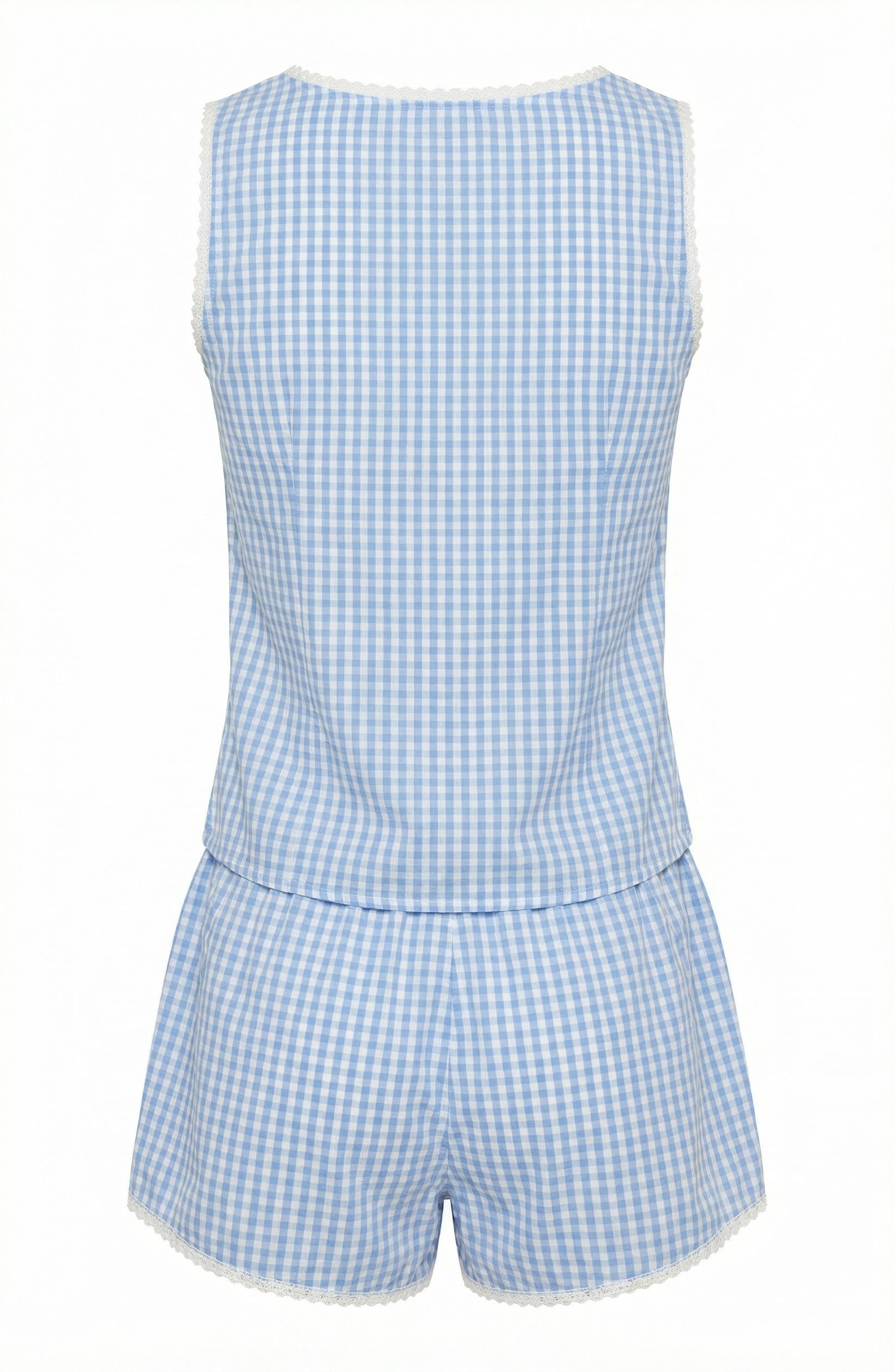 Gingham Tie Front Sleeveless Top and Shorts Set