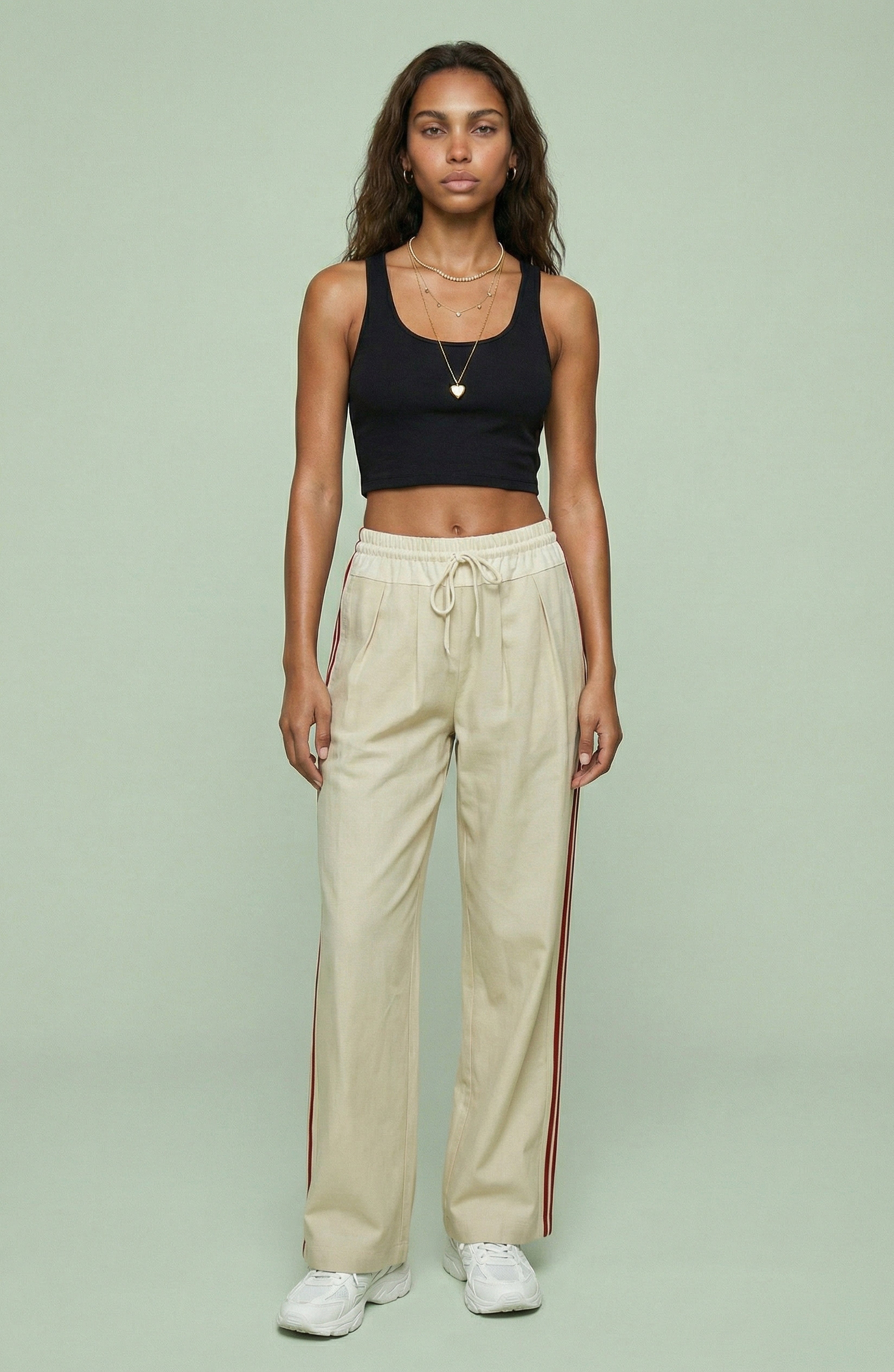 Wide Leg Side Stripe Track Pants