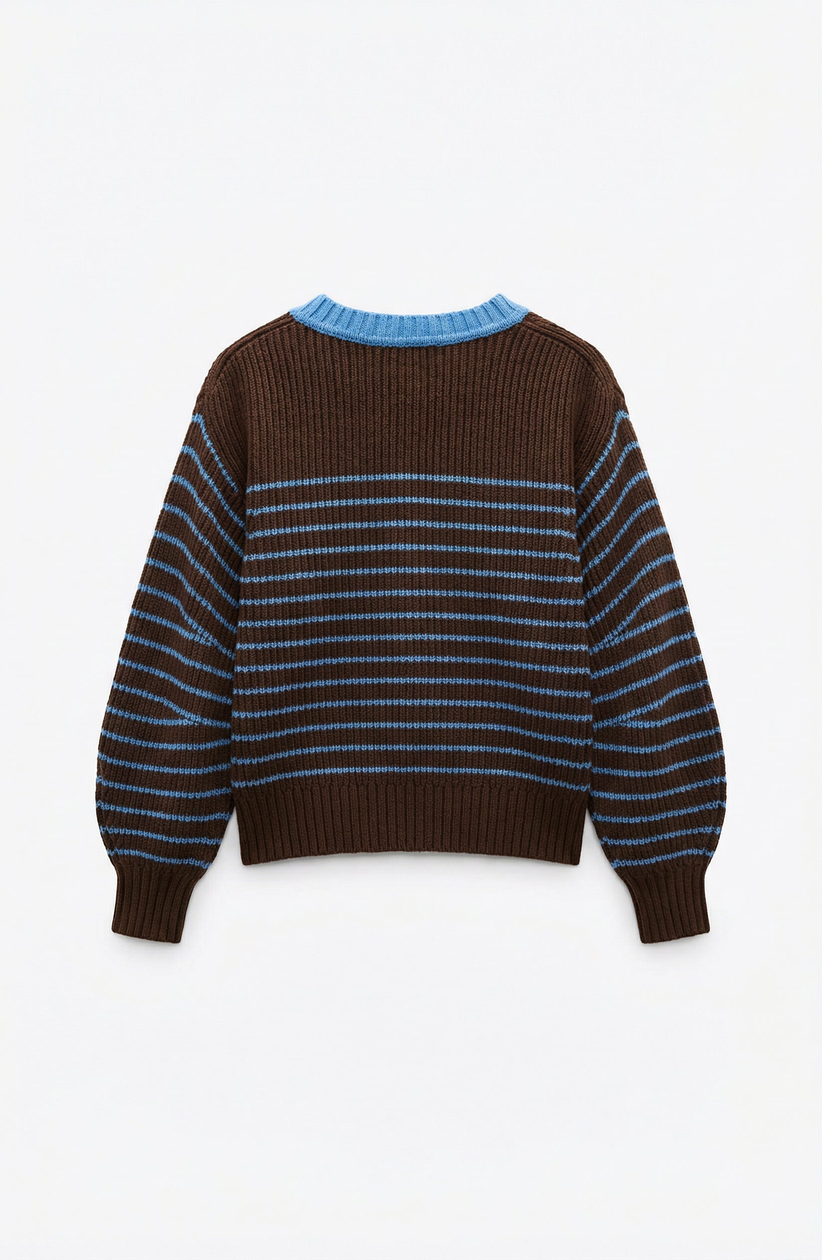 Striped Contrast Trim Knit Button Cardigan