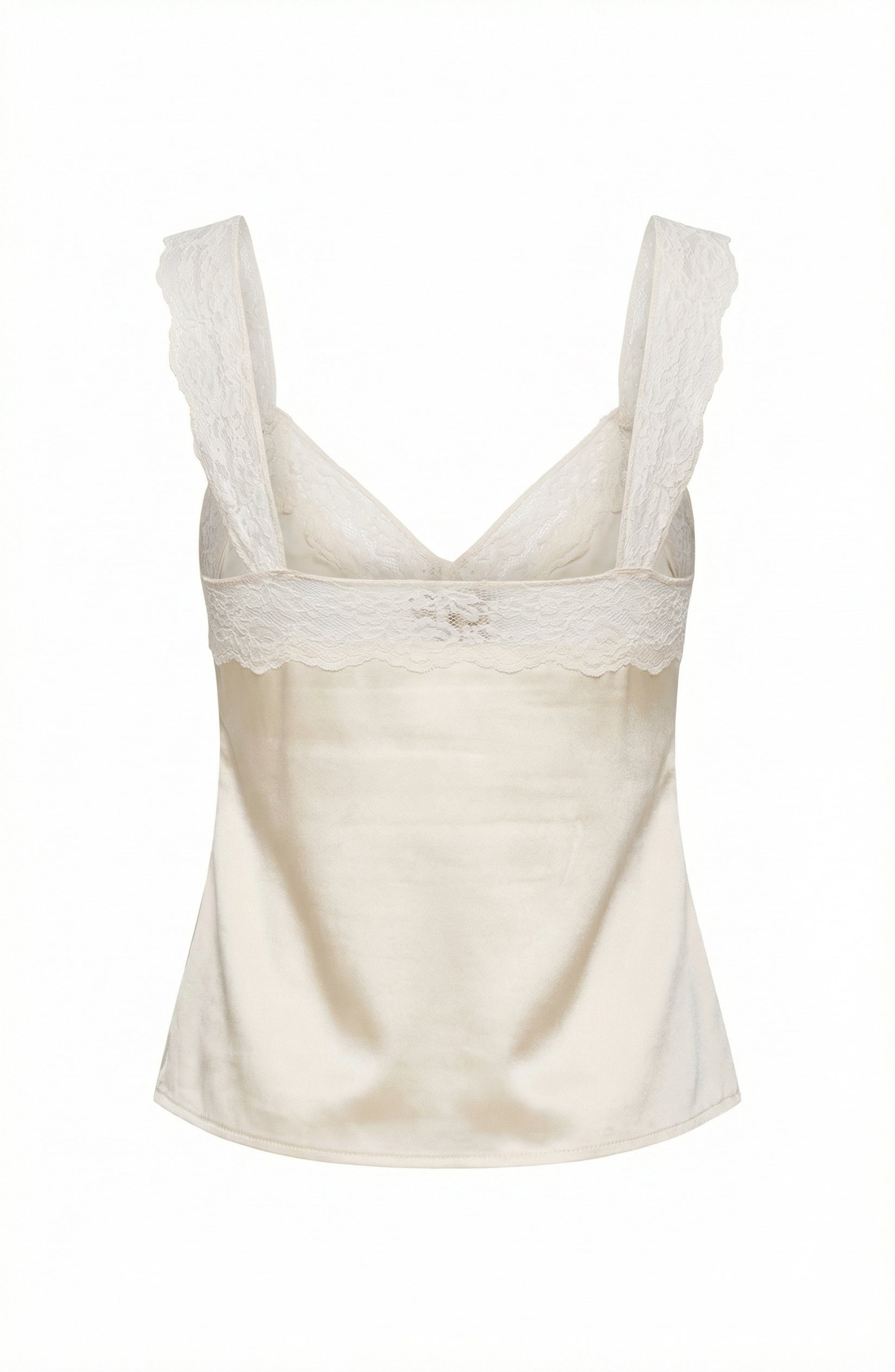 Lace Panel Satin Tie Front Cami