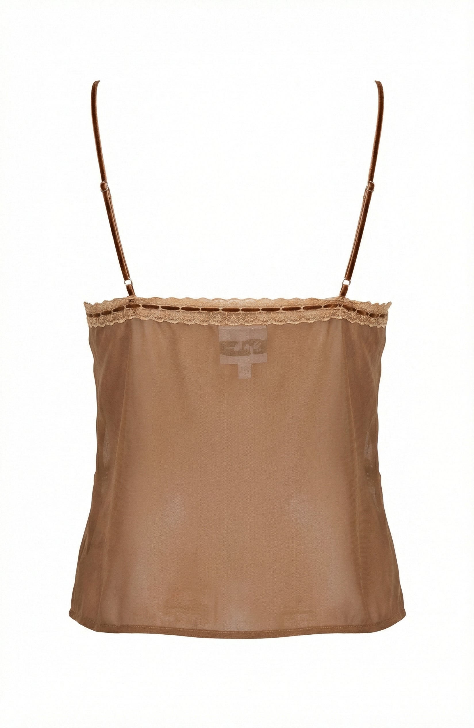 Brown Sheer Lace Tie Cami