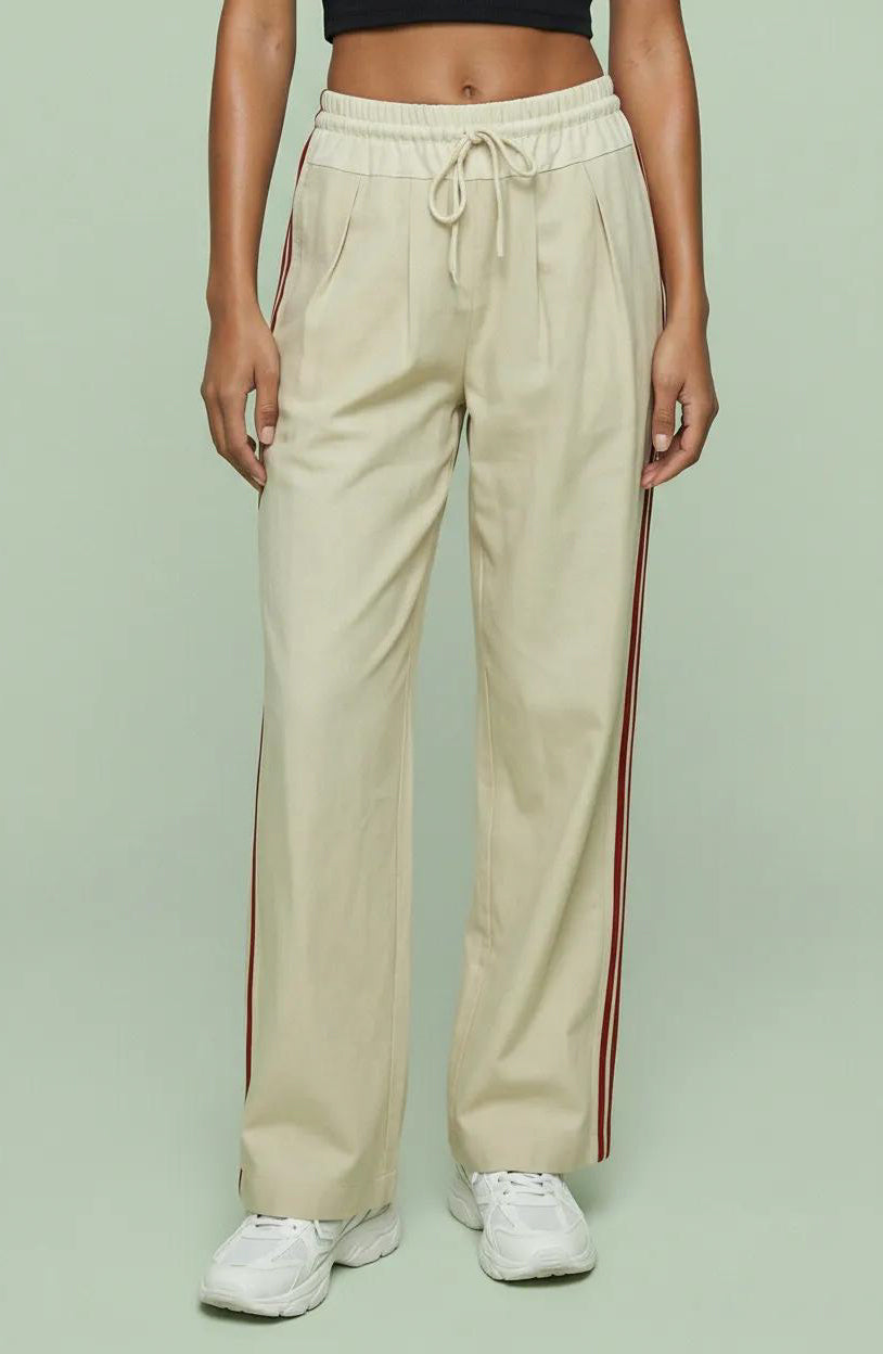 Wide Leg Side Stripe Track Pants