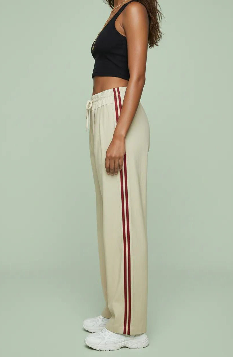 Wide Leg Side Stripe Track Pants