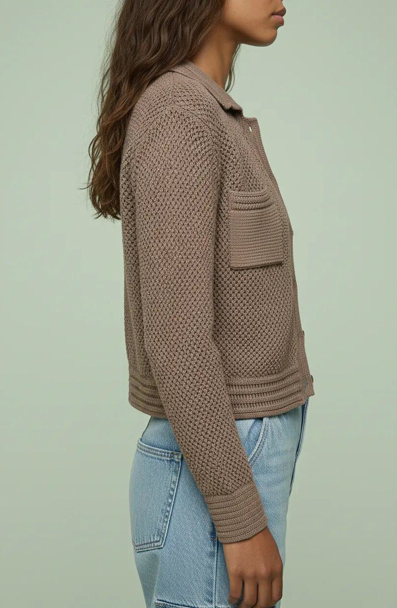 Textured Knit Cropped Button Cardigan