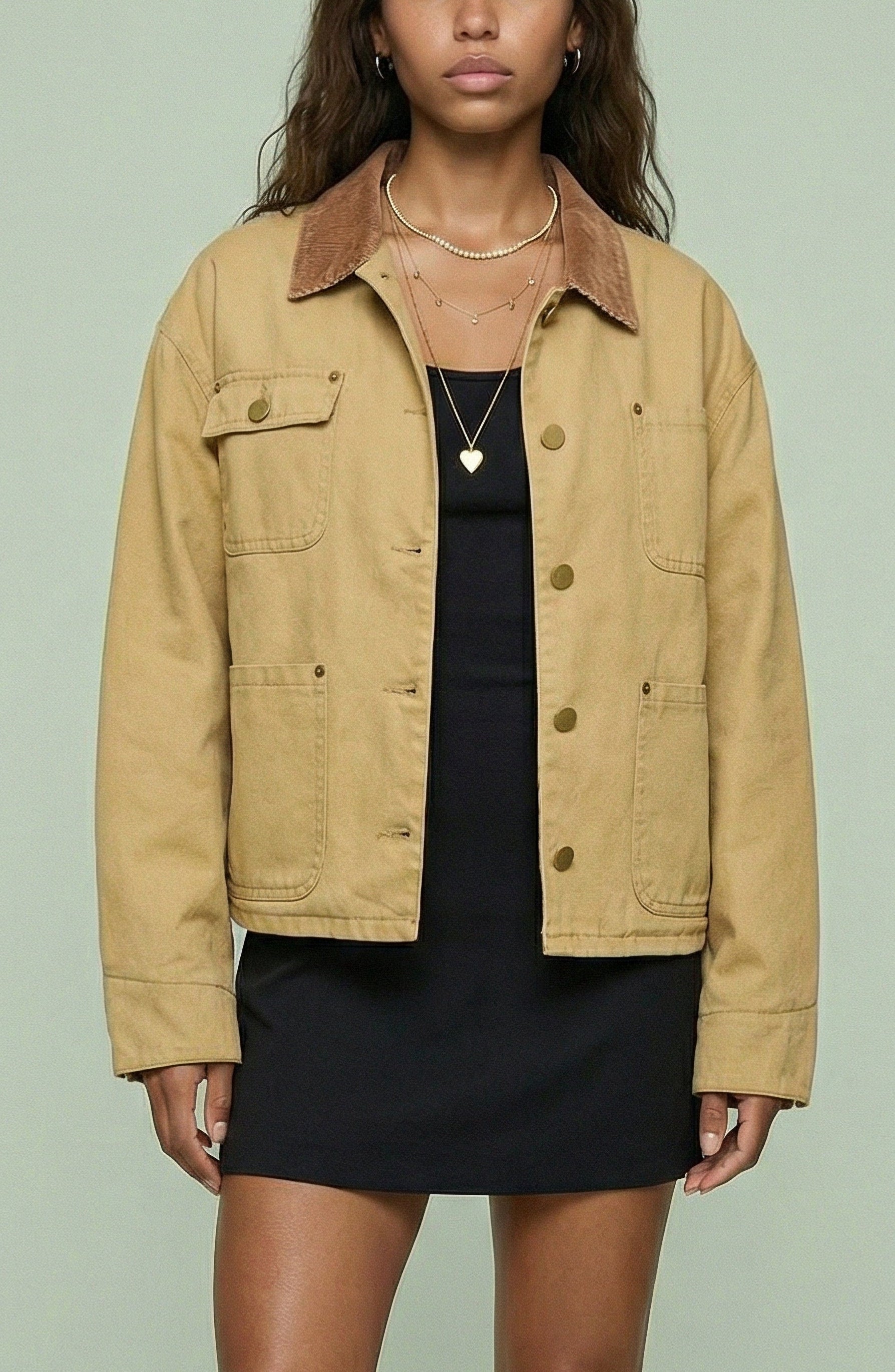 Canvas Jacket with Corduroy Collar