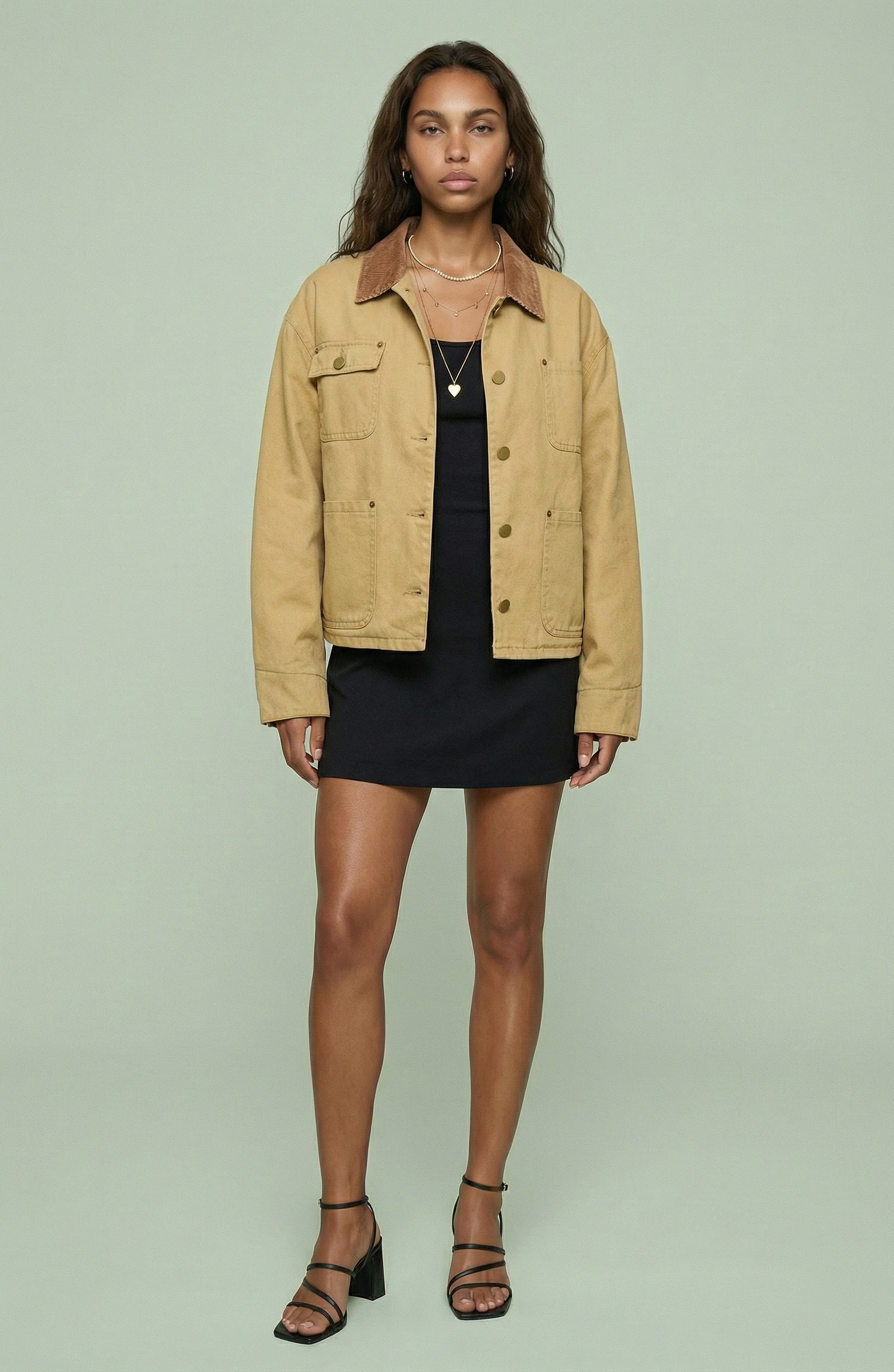 Canvas Jacket with Corduroy Collar