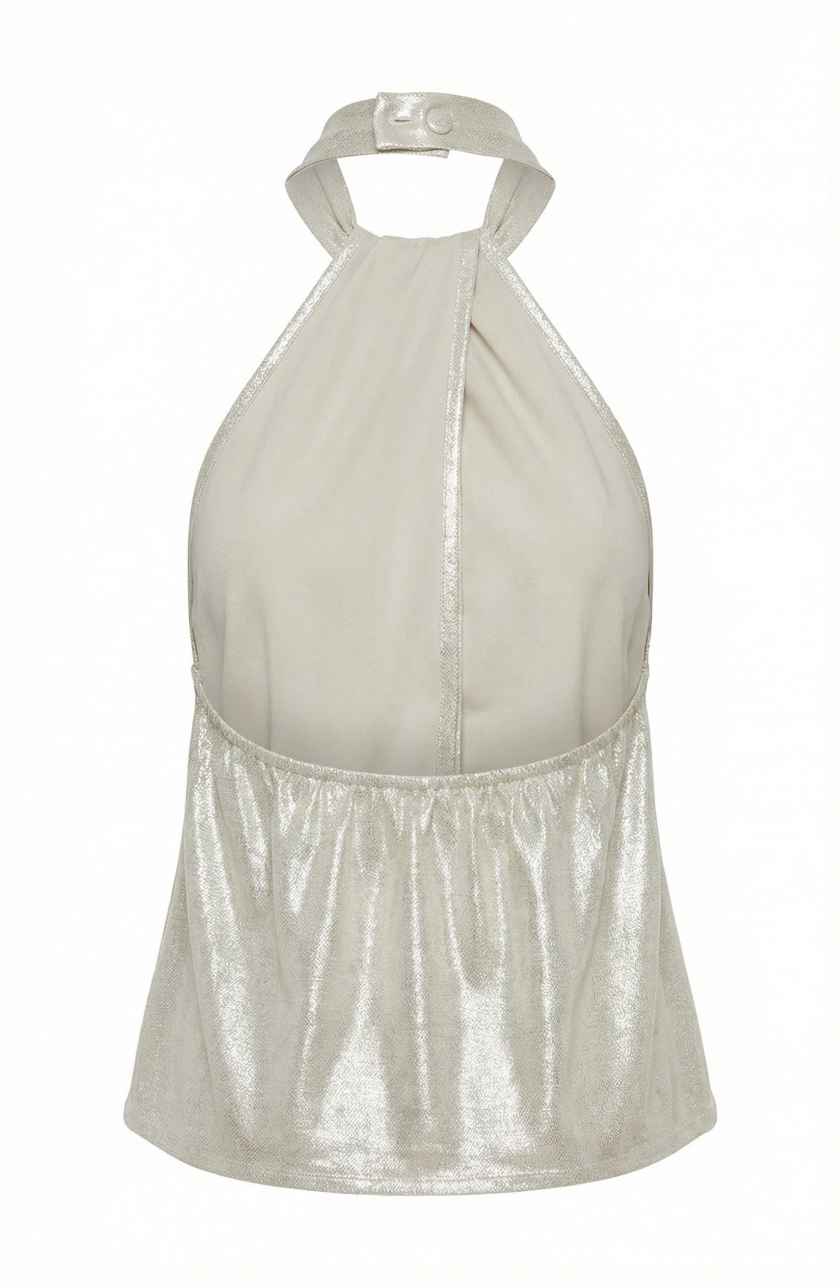 Metallic Halter Button Top