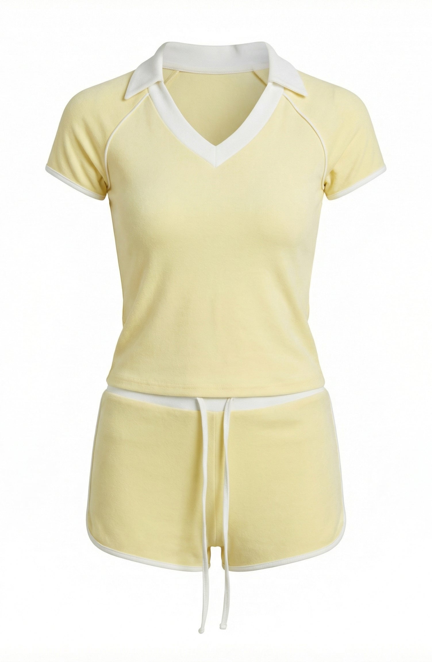 Contrast Collar Lounge Short Set