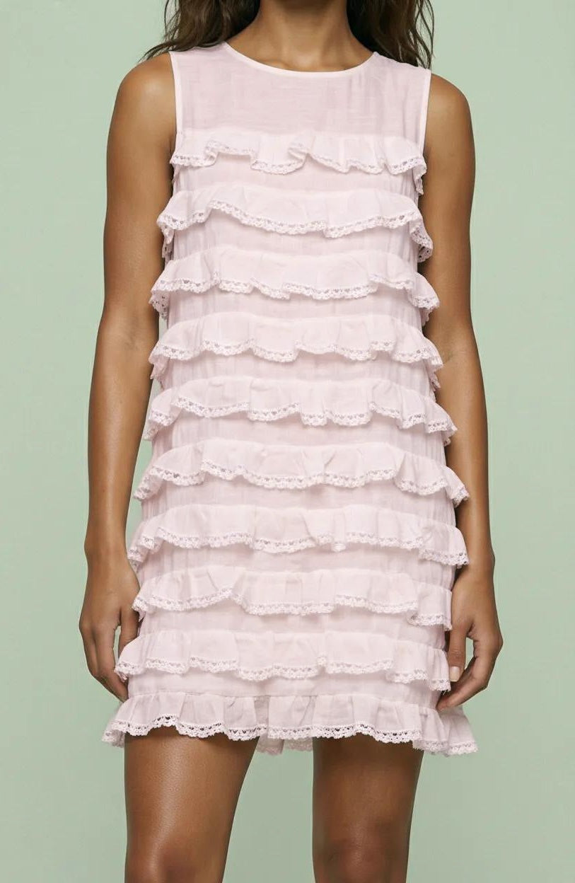 Tiered Lace Ruffle Mini Dress