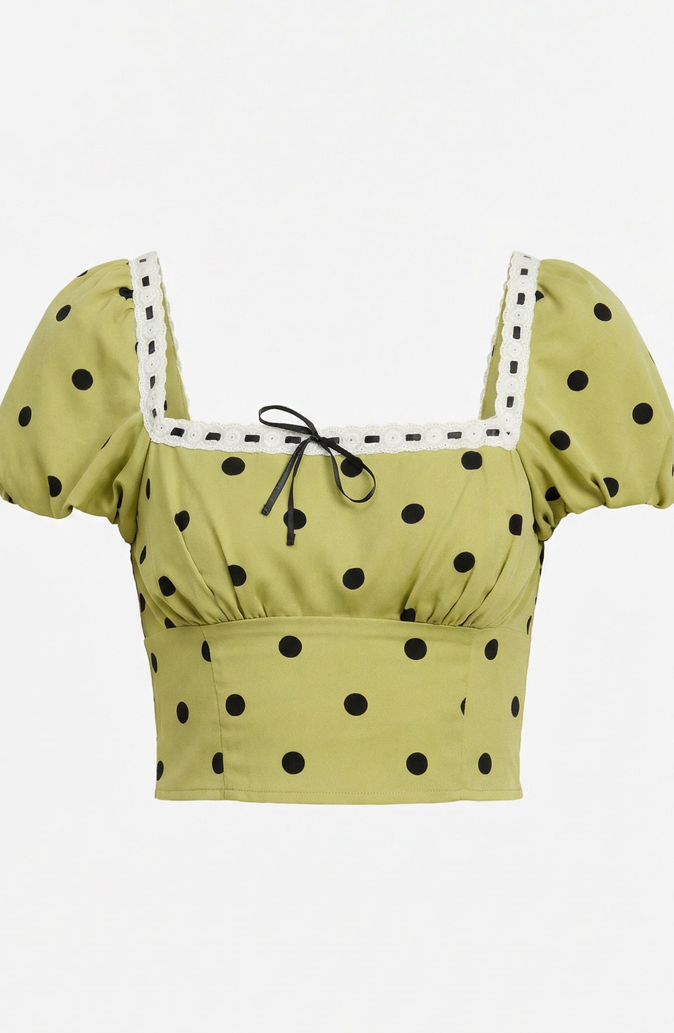 Polka Dot Lace Trim Crop Top