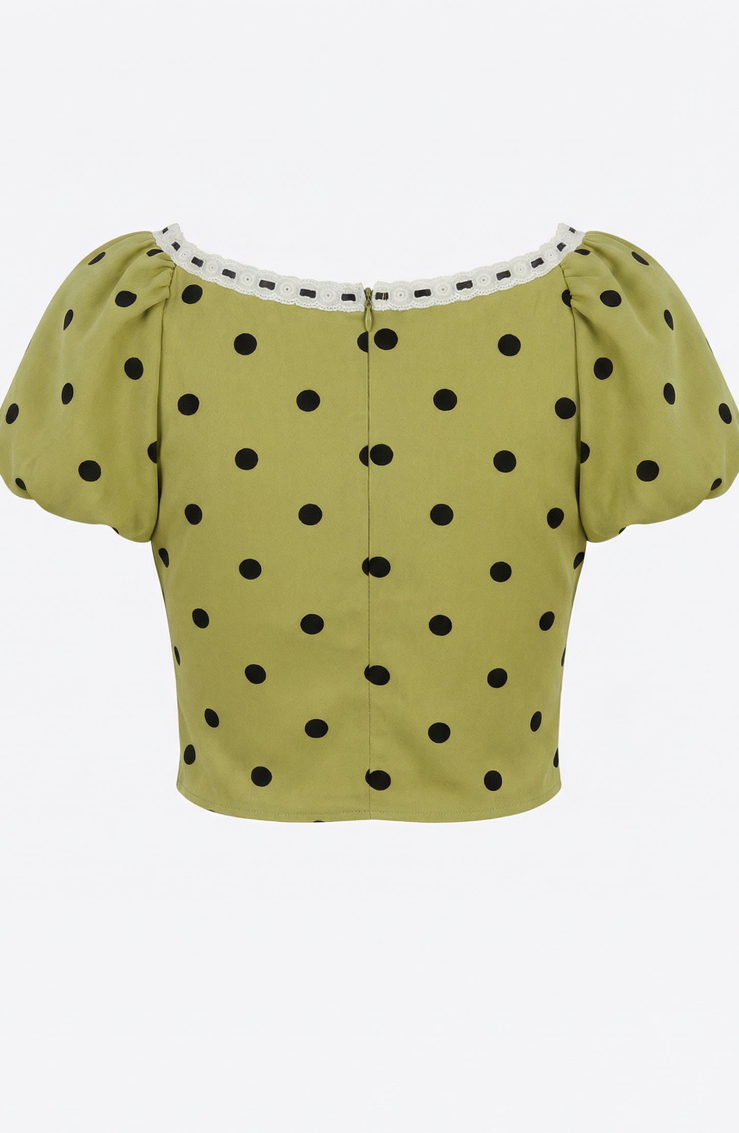 Polka Dot Lace Trim Crop Top
