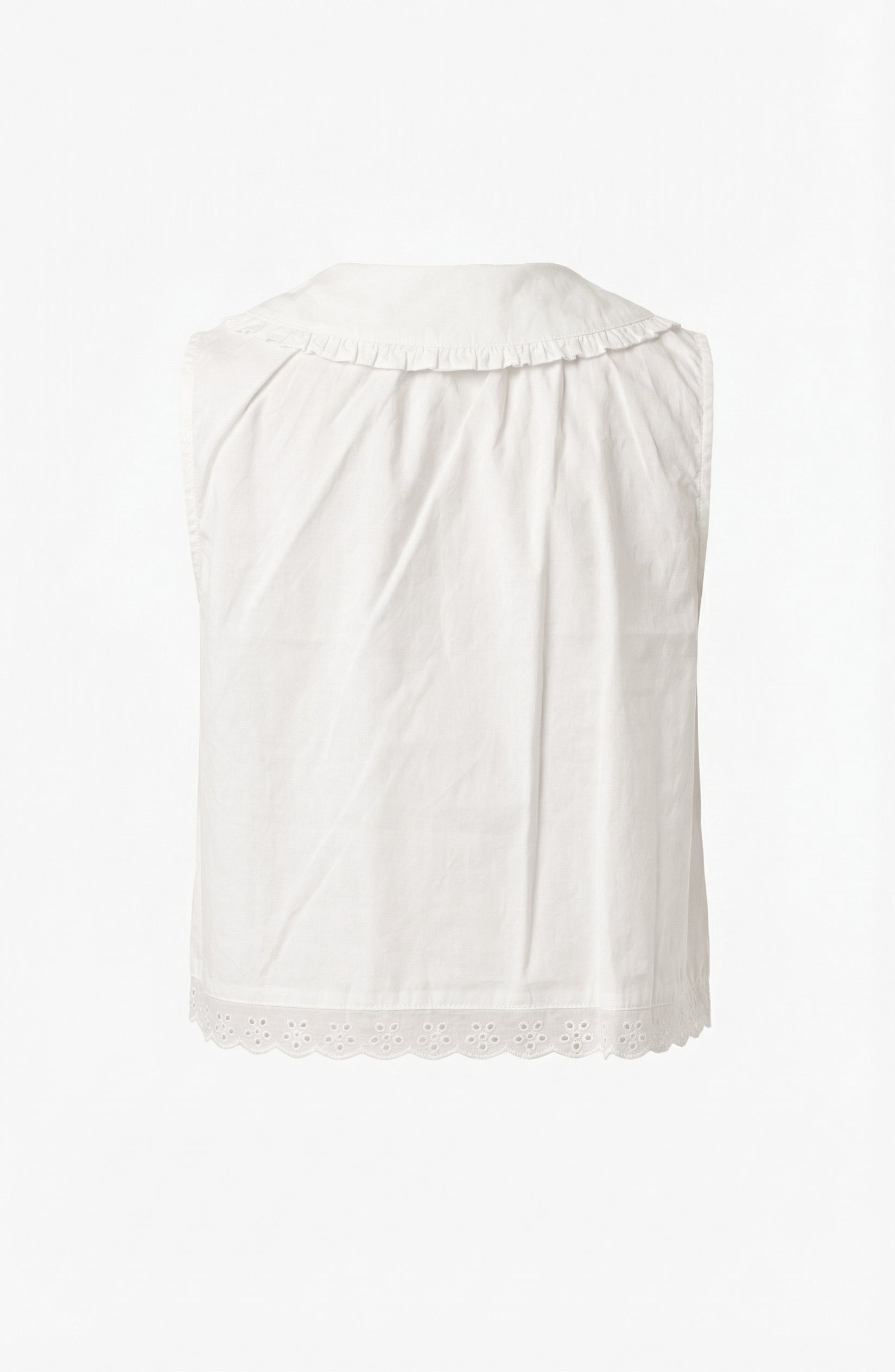 Sleeveless Eyelet Collar Blouse