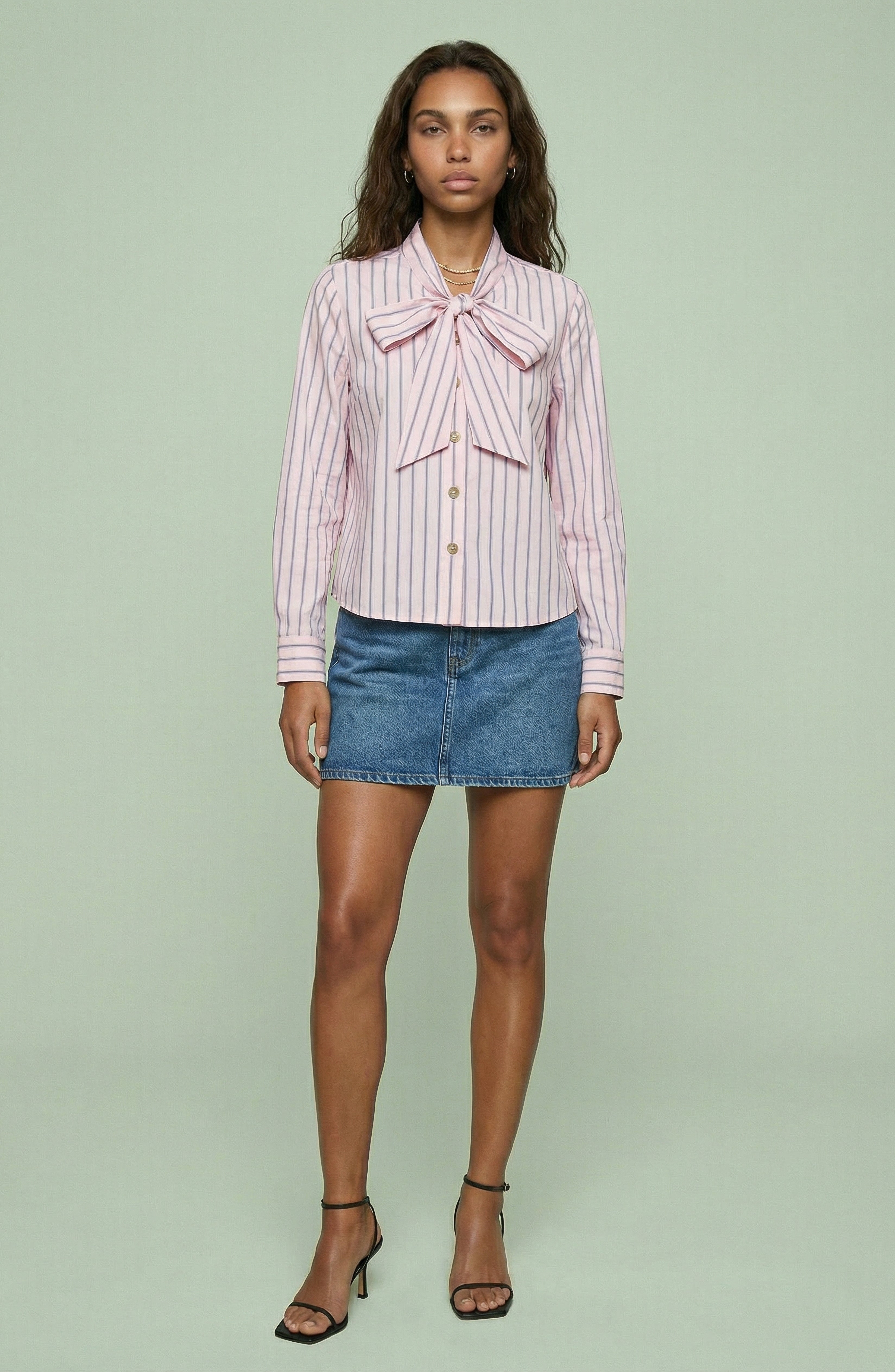 Striped Bow-Tie Blouse