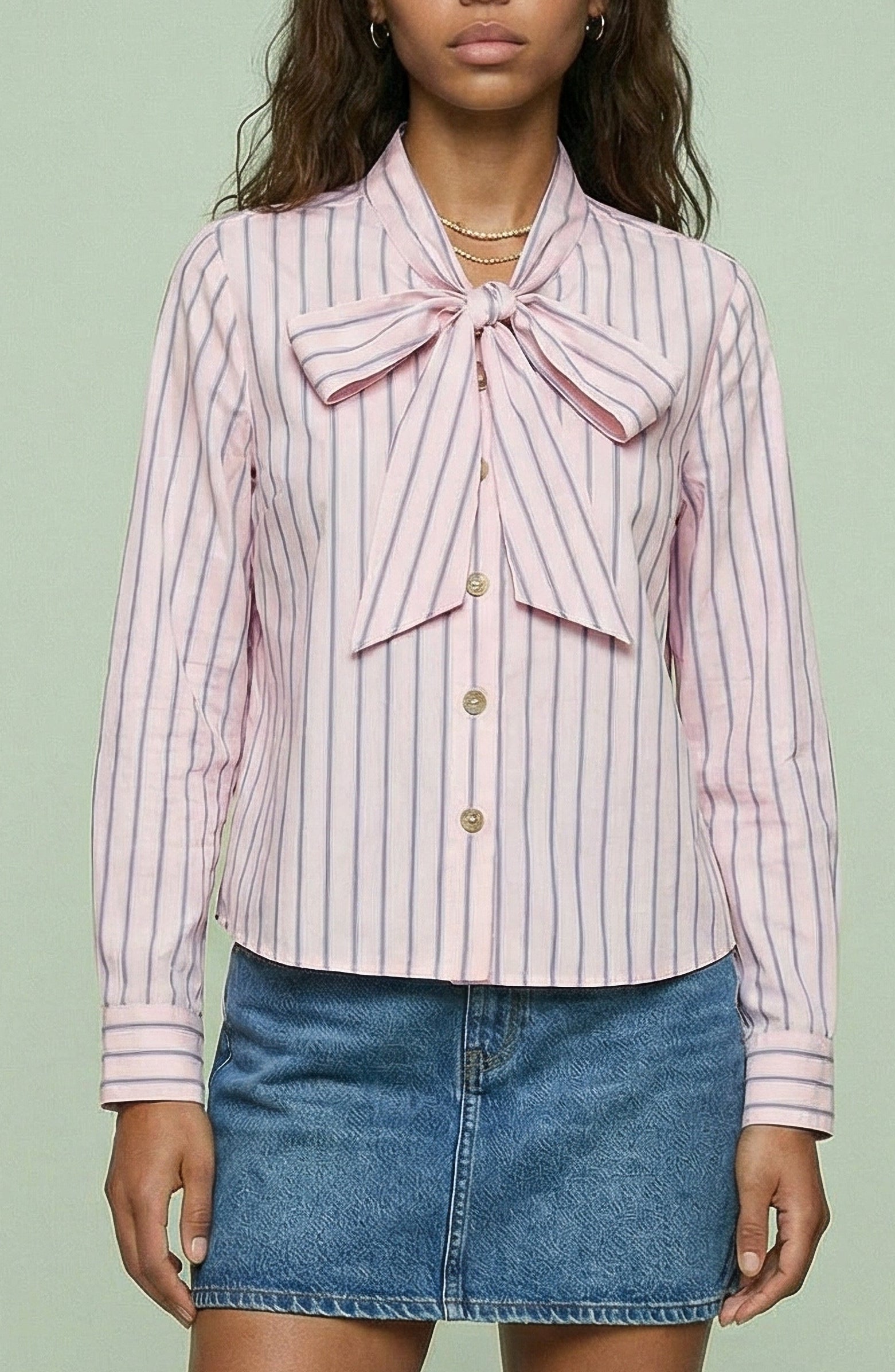 Striped Bow-Tie Blouse