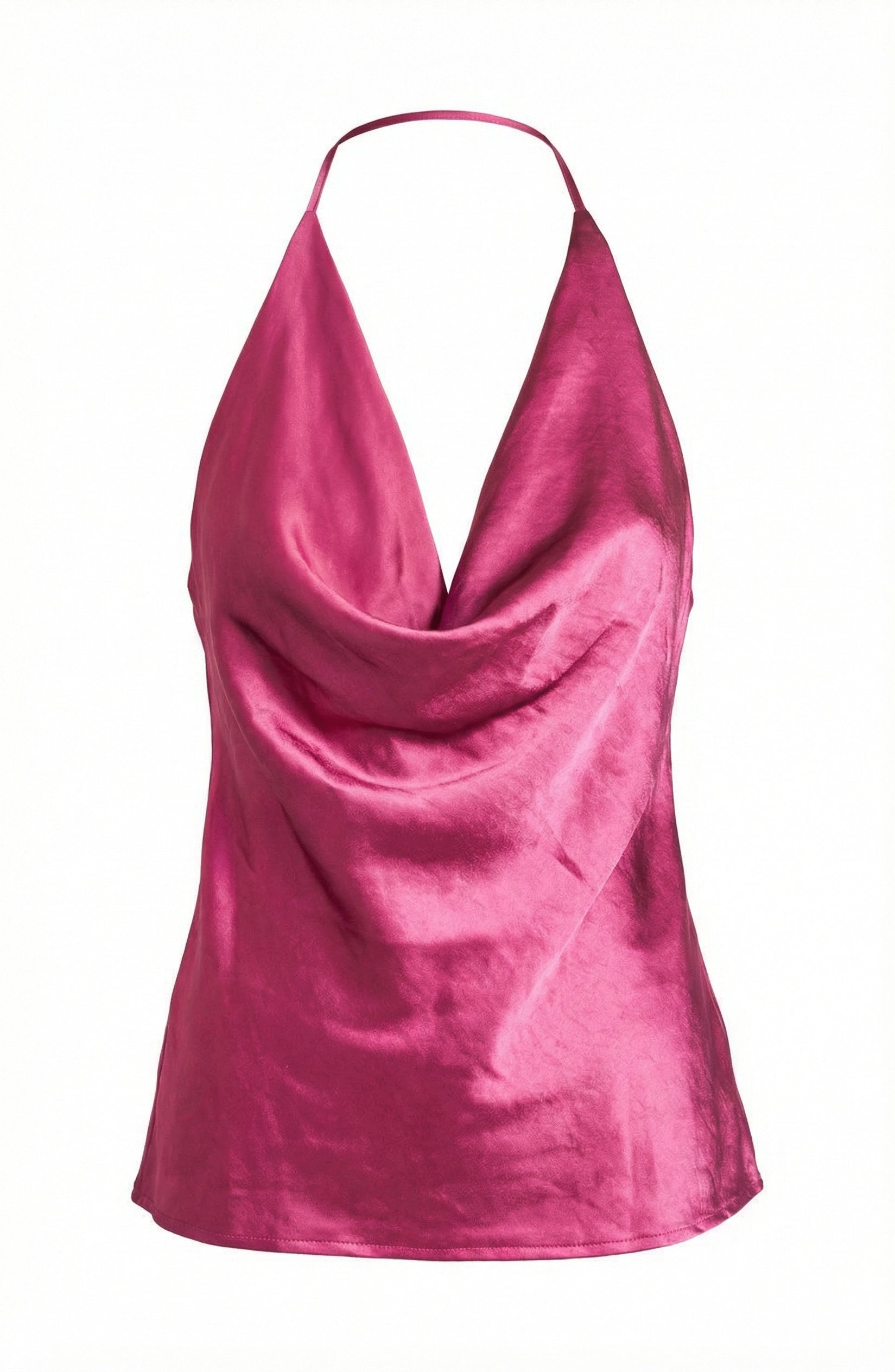 Satin Cowl Neck Halter Top