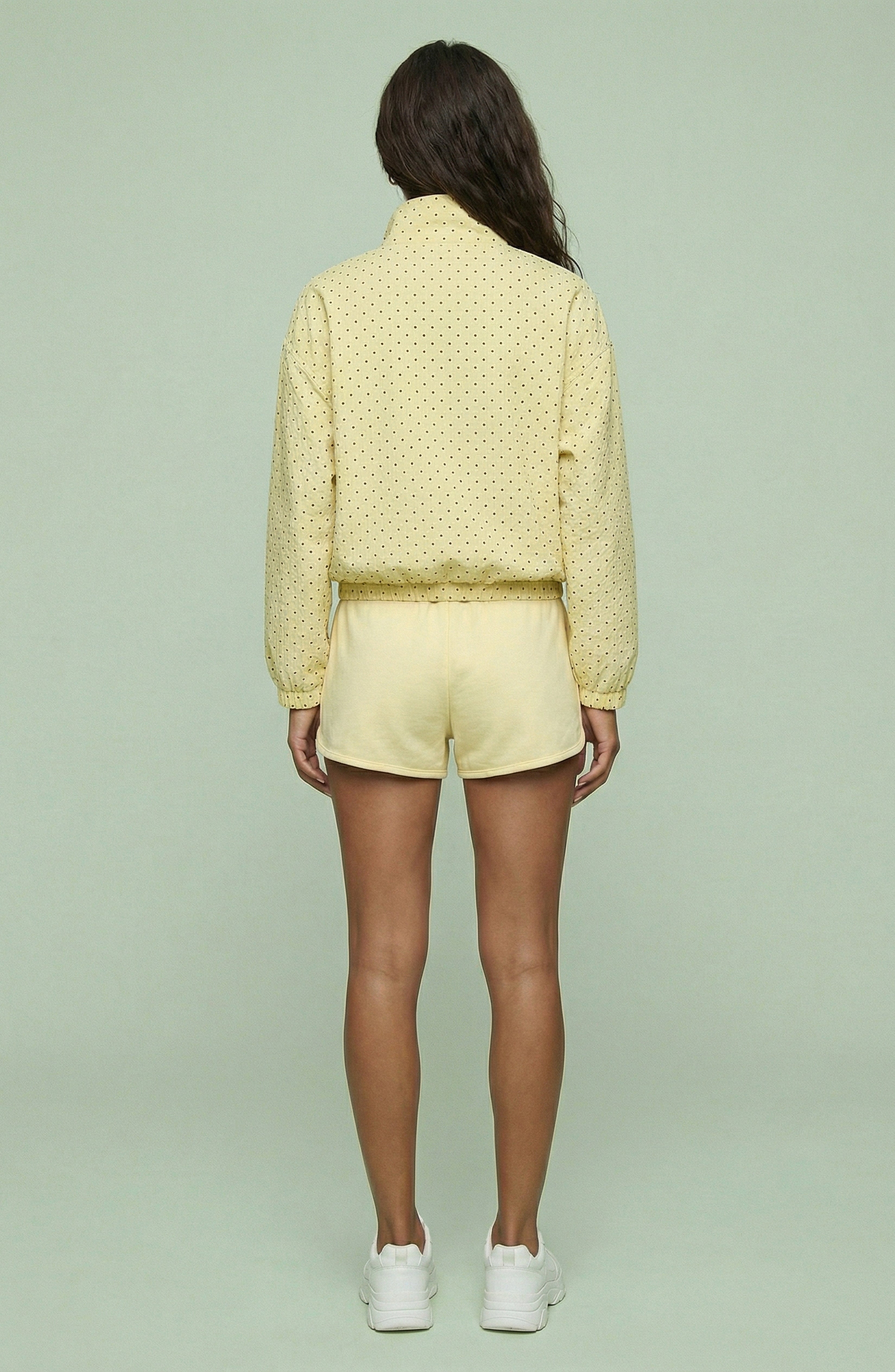 Polka Dot Snap-Front Windbreaker Jacket