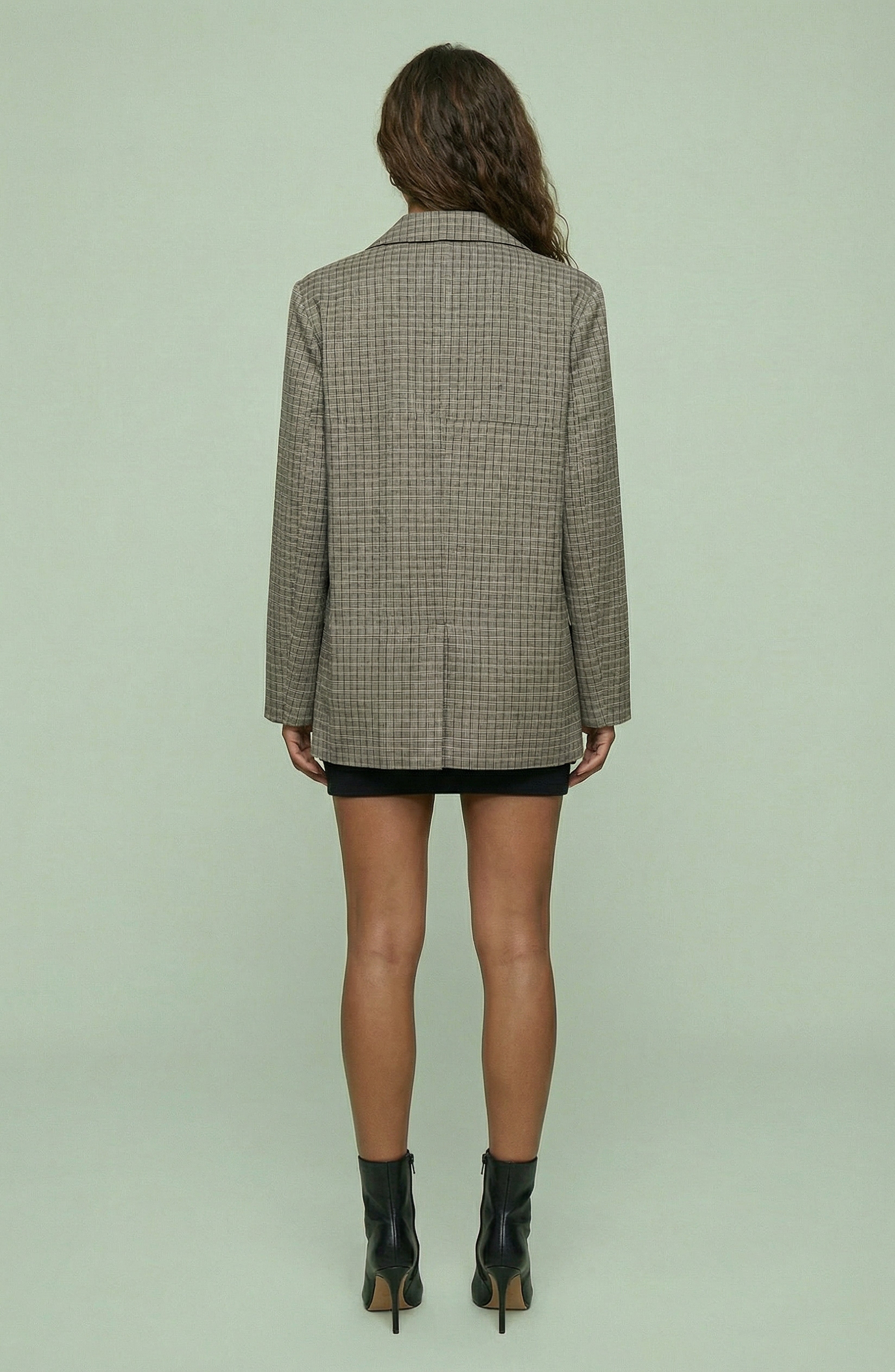 Plaid Single-Button Blazer