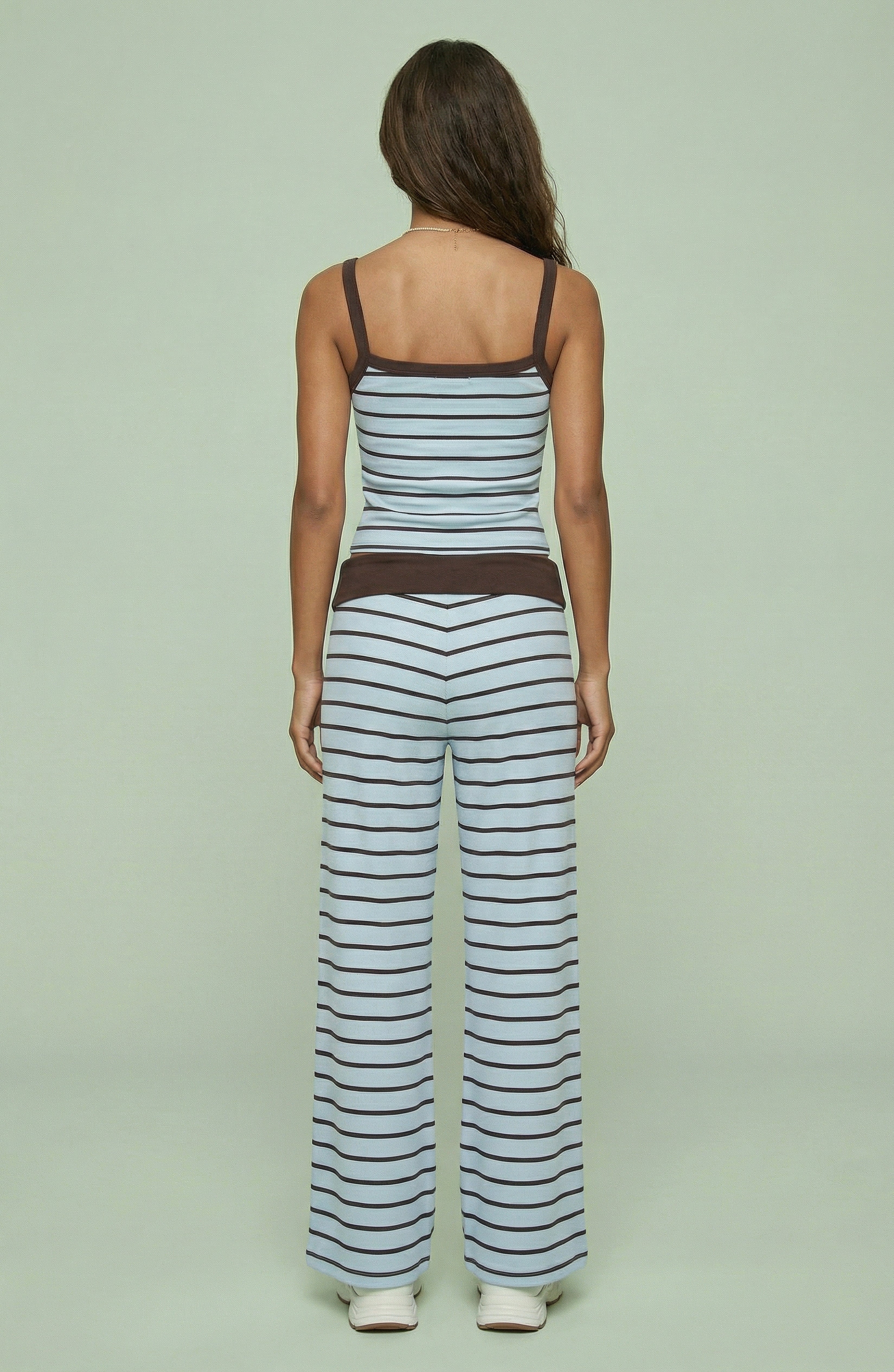 Blue & Brown Striped Knit Set