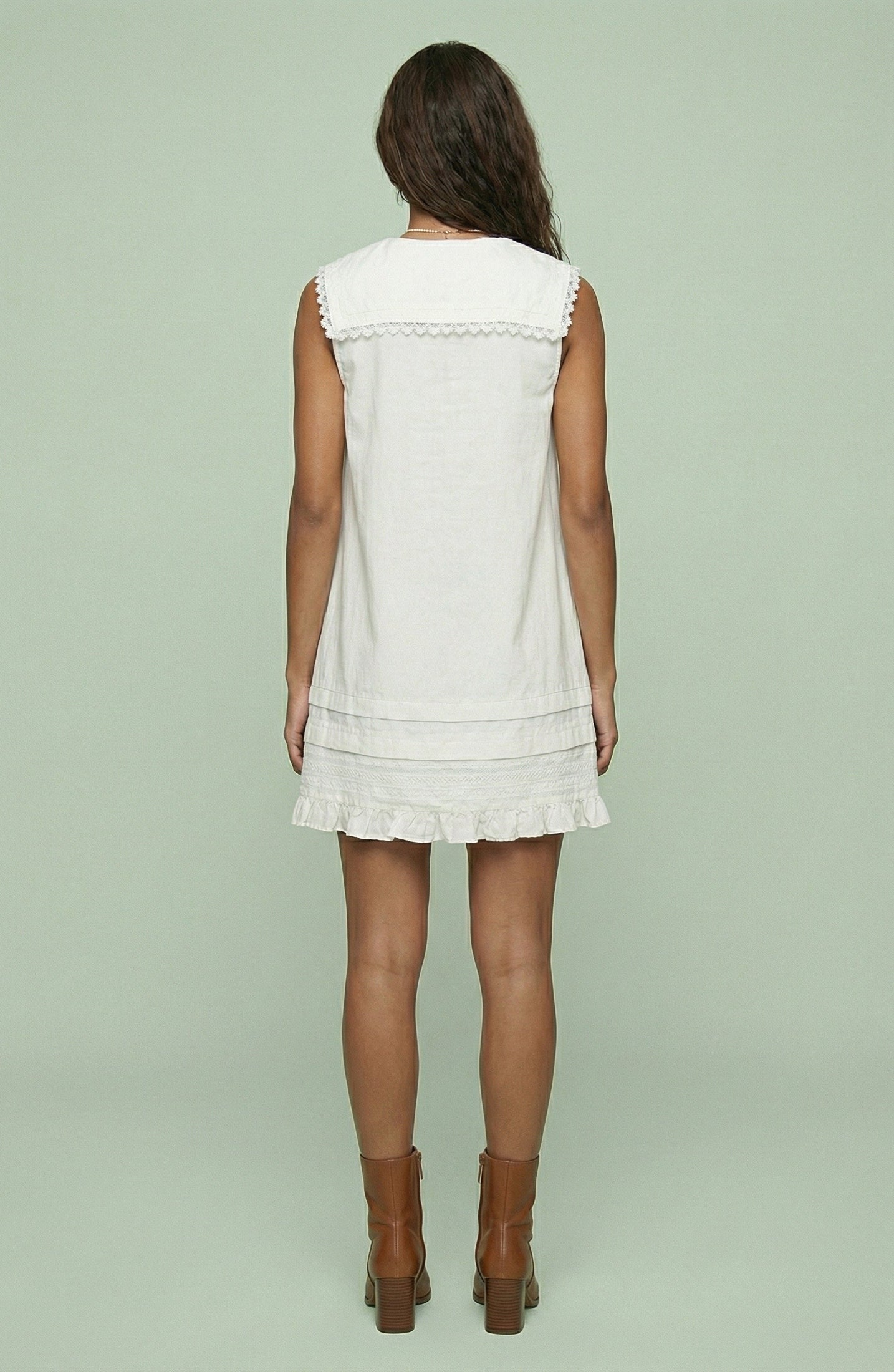 Lace Trim Peter Pan Collar Mini Dress