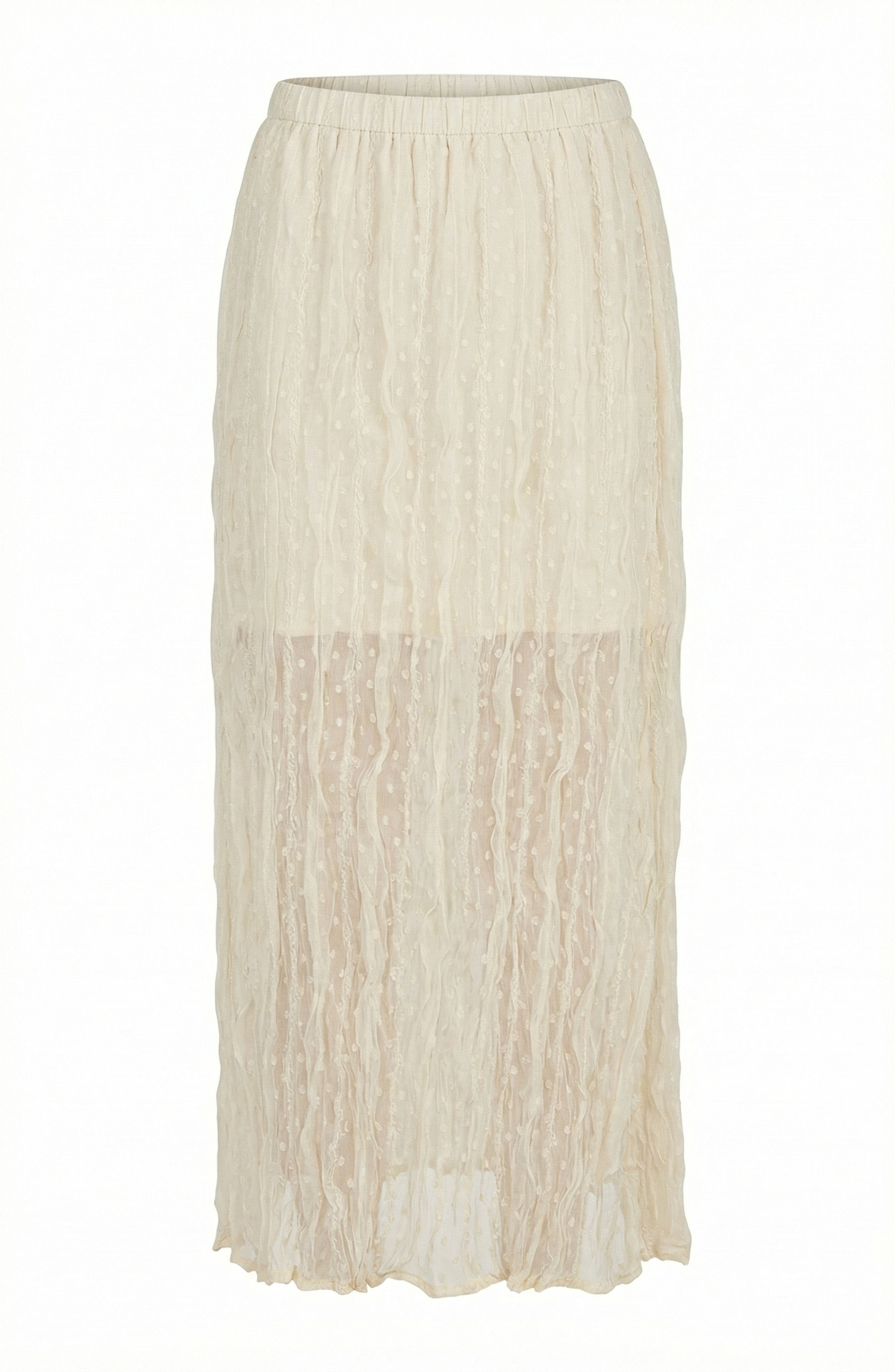 Cream Sheer Textured Maxi Skirt