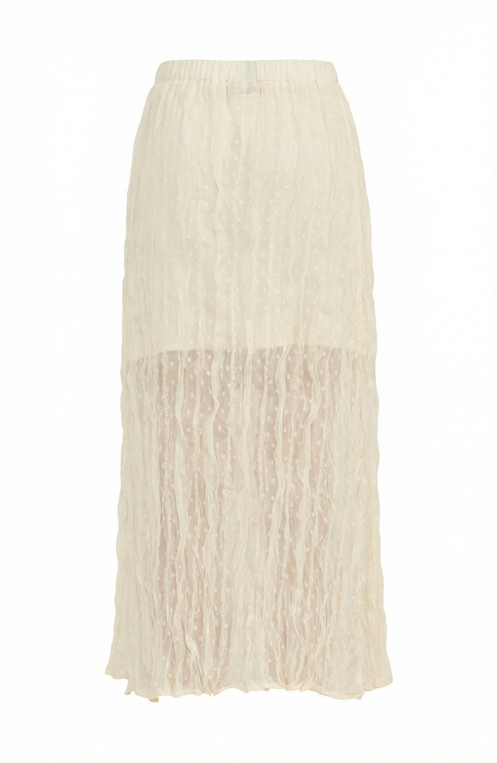 Cream Sheer Textured Maxi Skirt