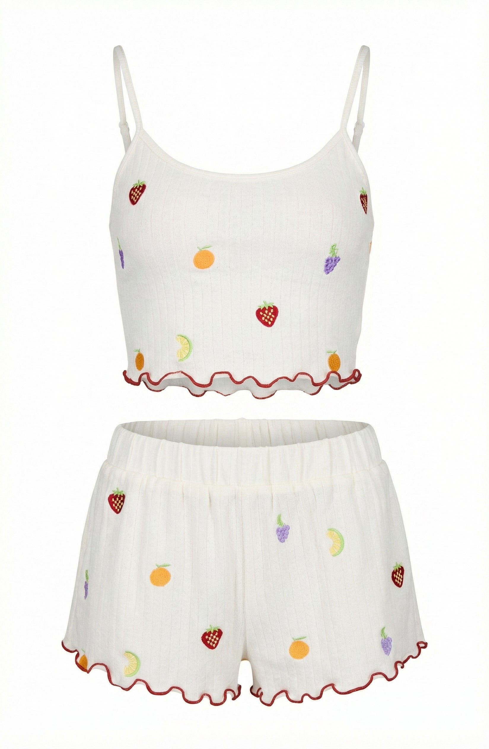 Fruit Embroidered Cami & Shorts Set