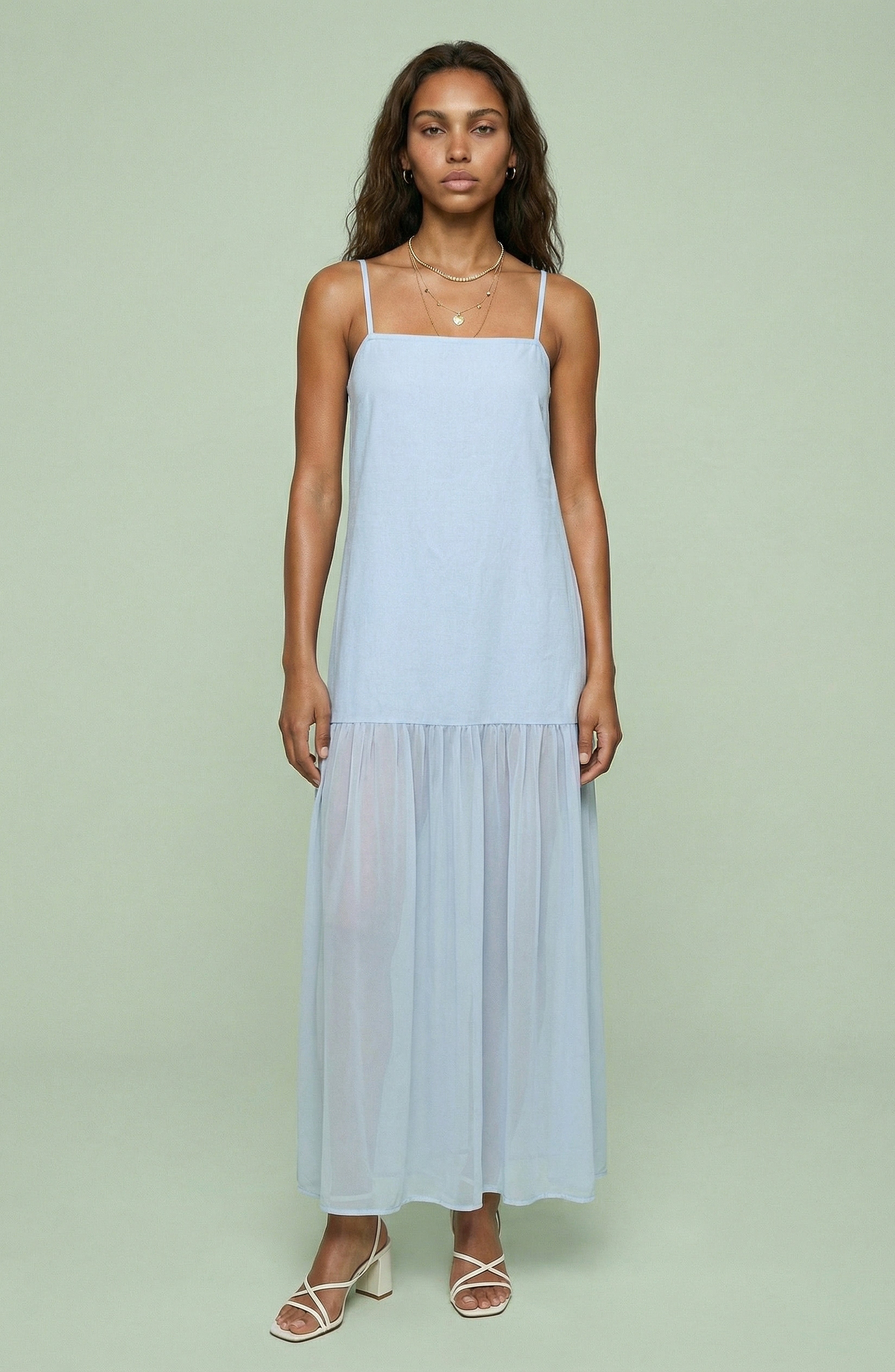 Light Blue Tiered Maxi Dress