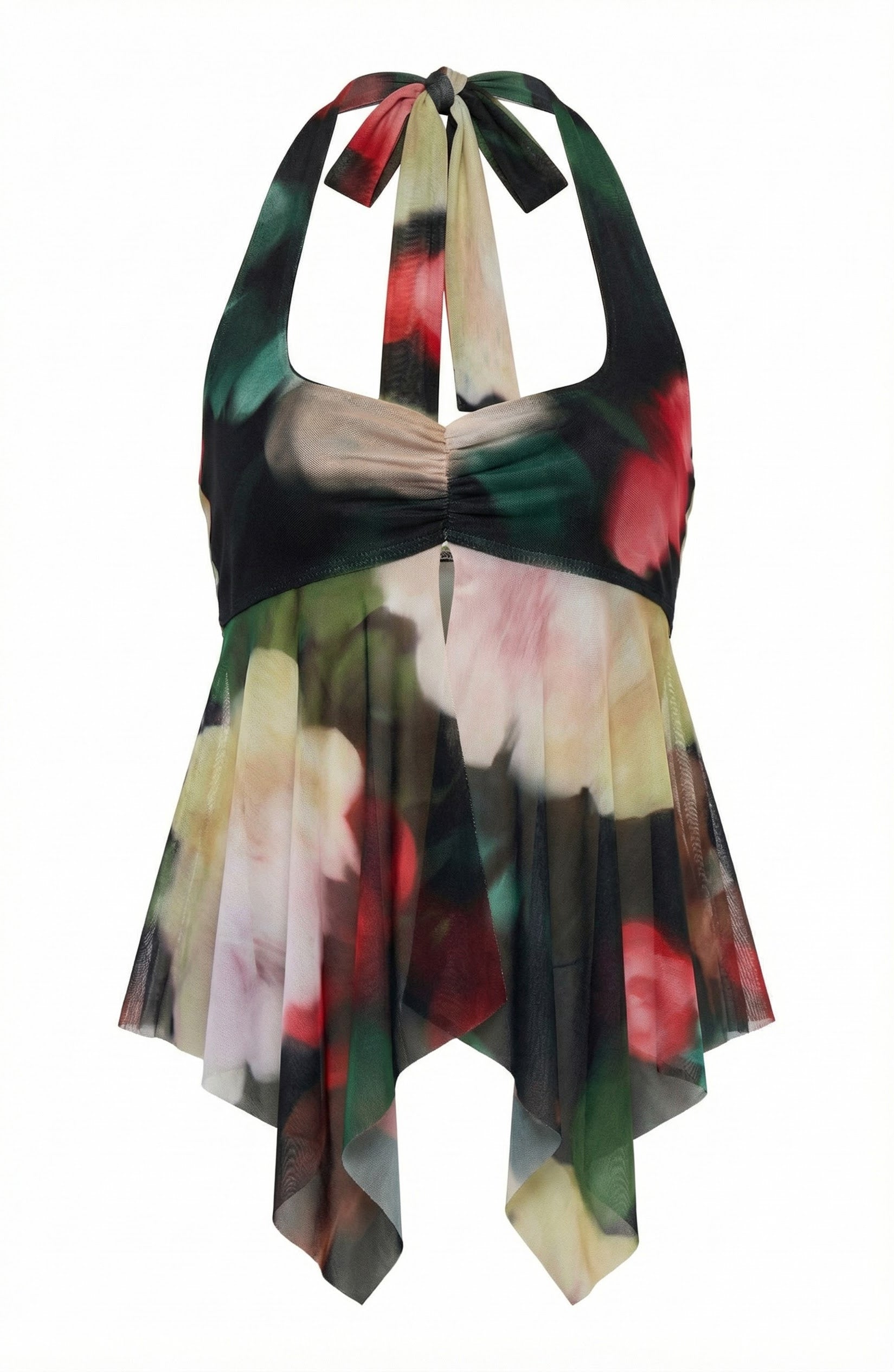 Floral Halter Handkerchief Top