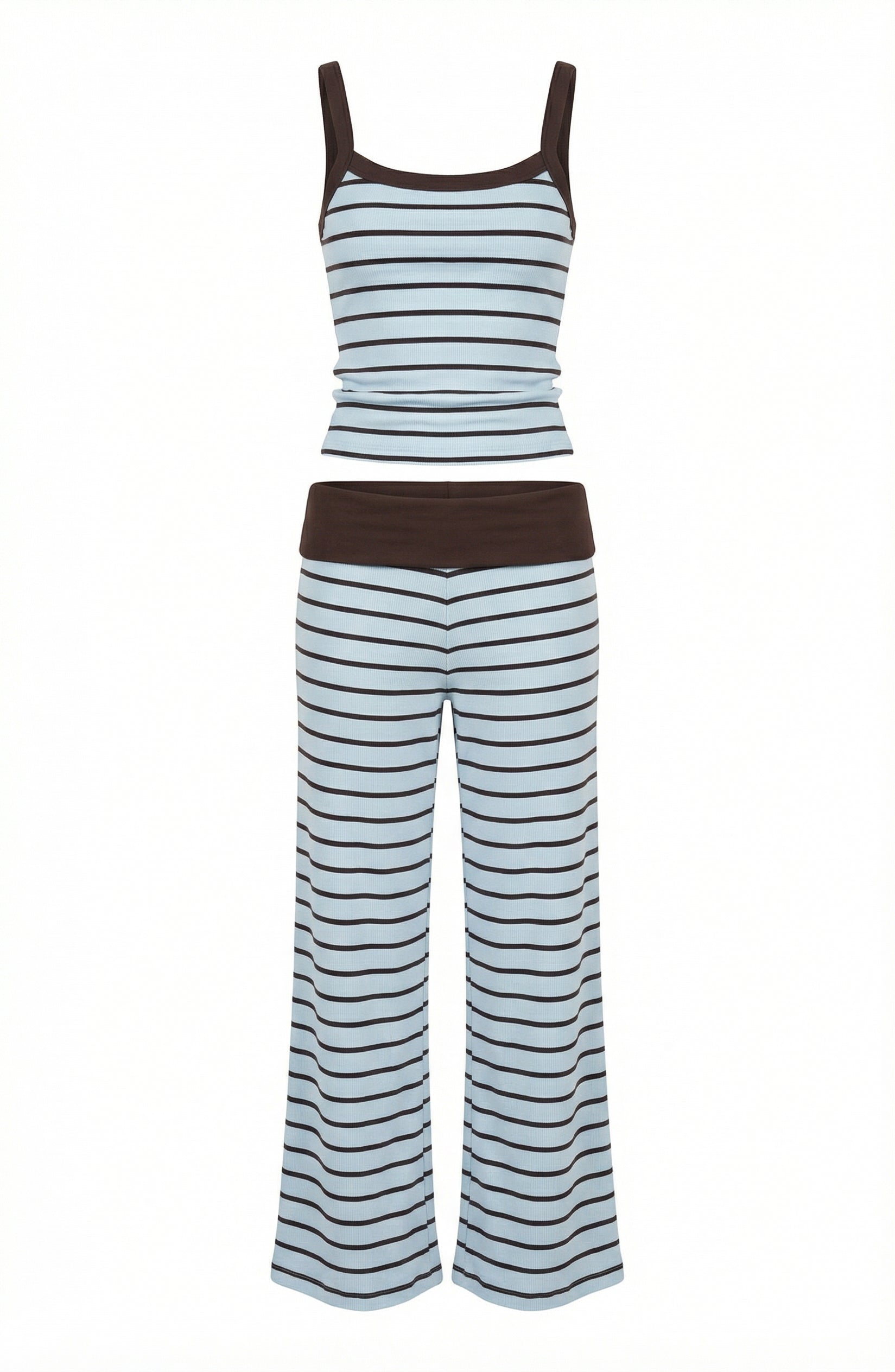 Blue & Brown Striped Knit Set