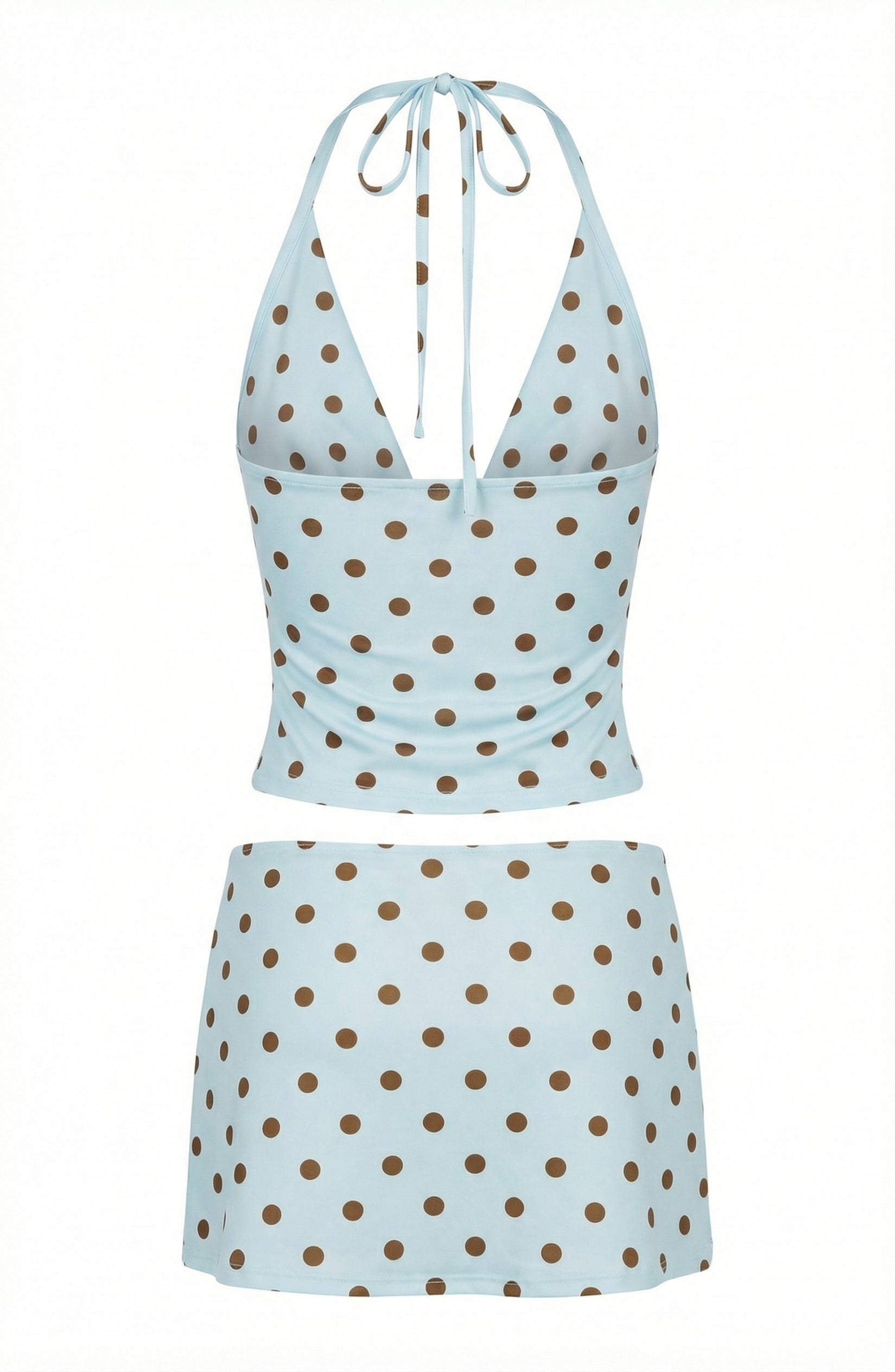 Blue Polka Dot Halter & Mini Skirt Set