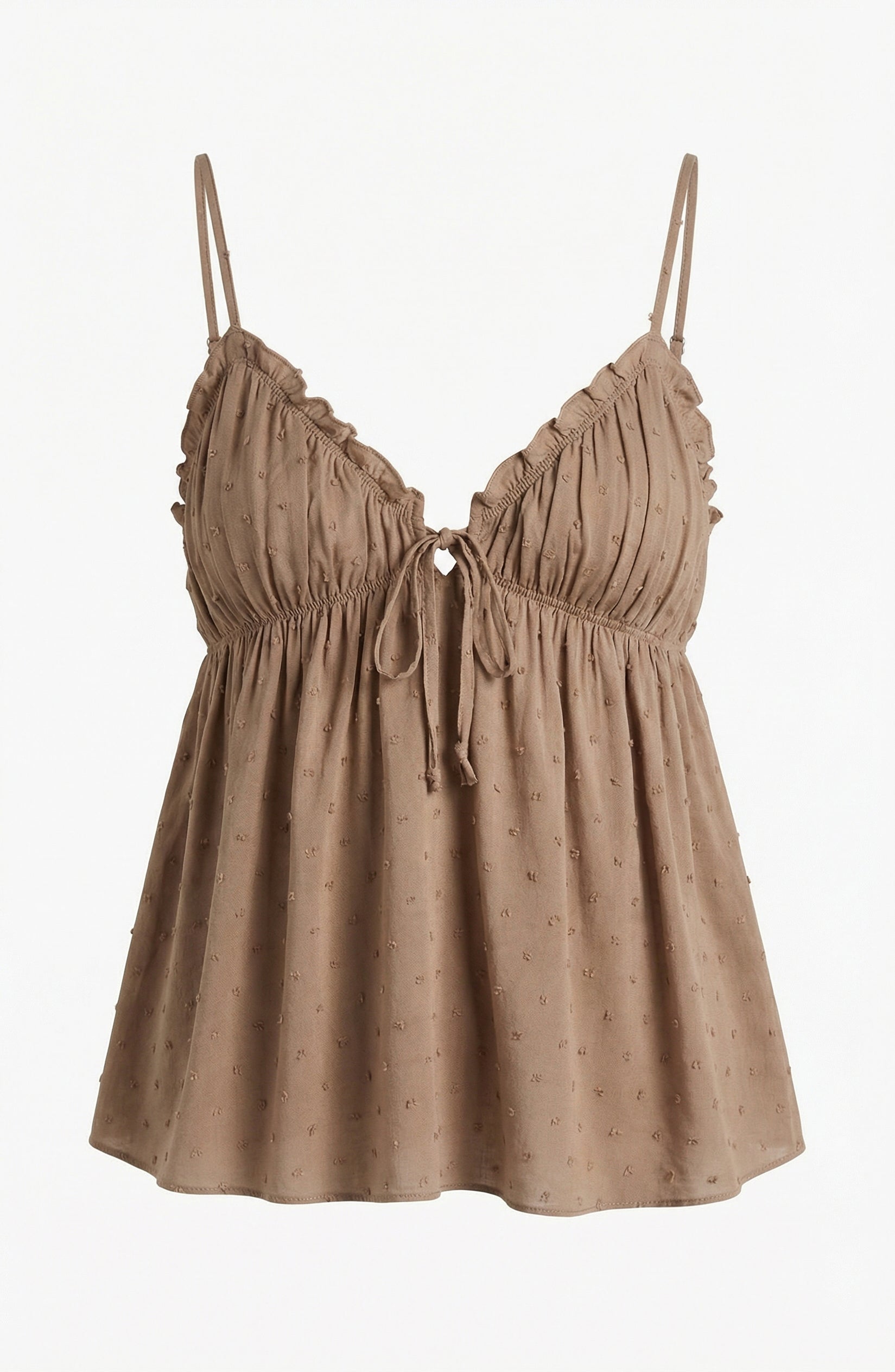 Brown Swiss Dot Babydoll Tank