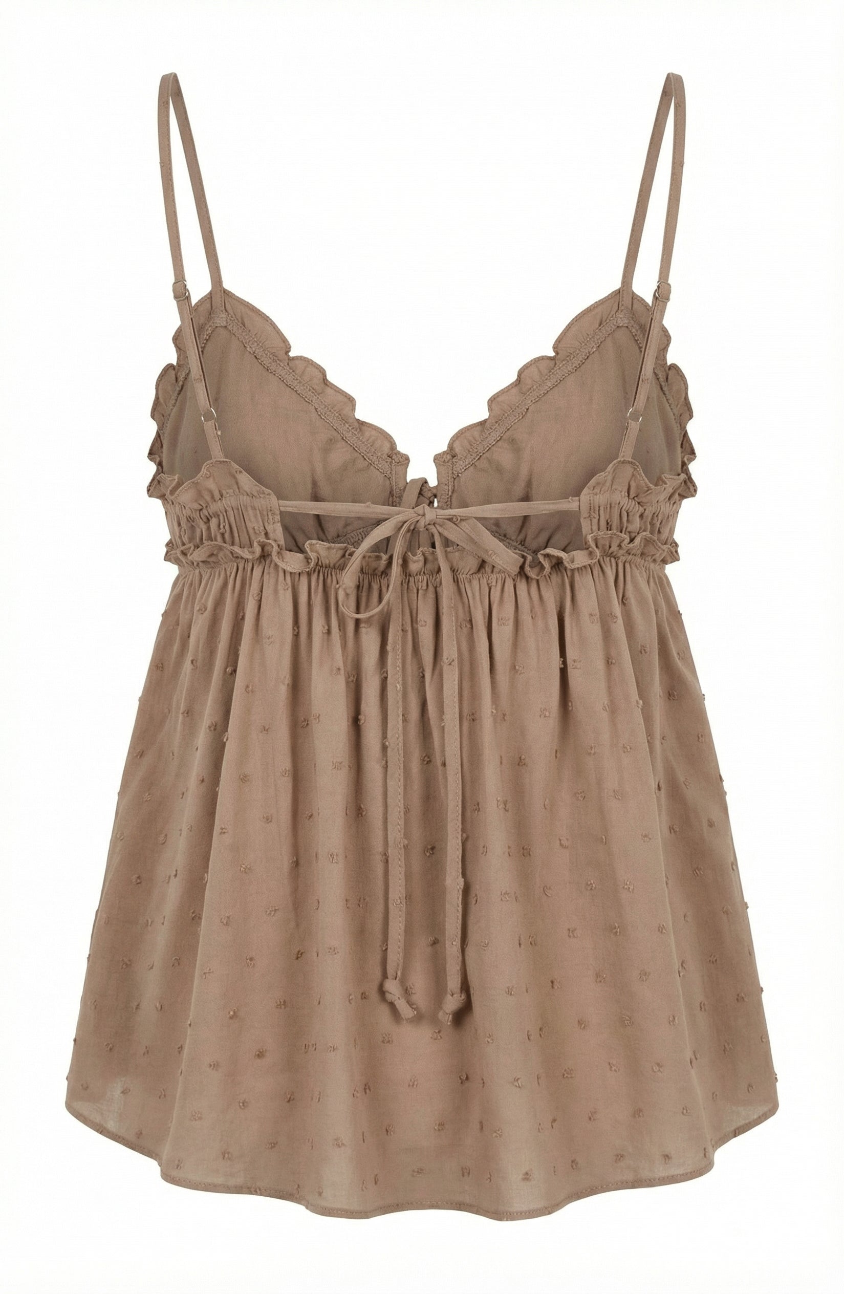 Brown Swiss Dot Babydoll Tank