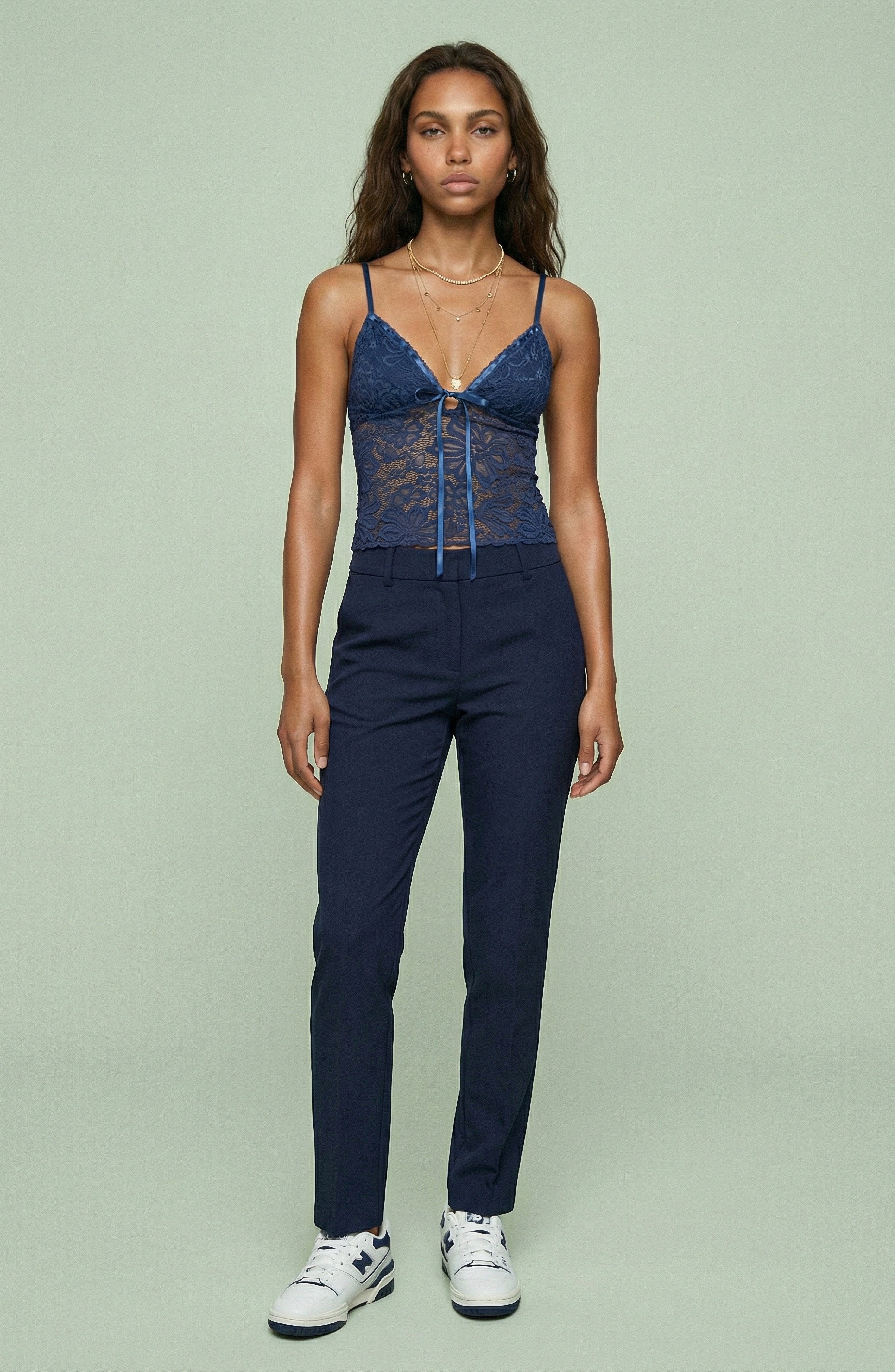 Lace Tie Front Spaghetti Strap Cami Top