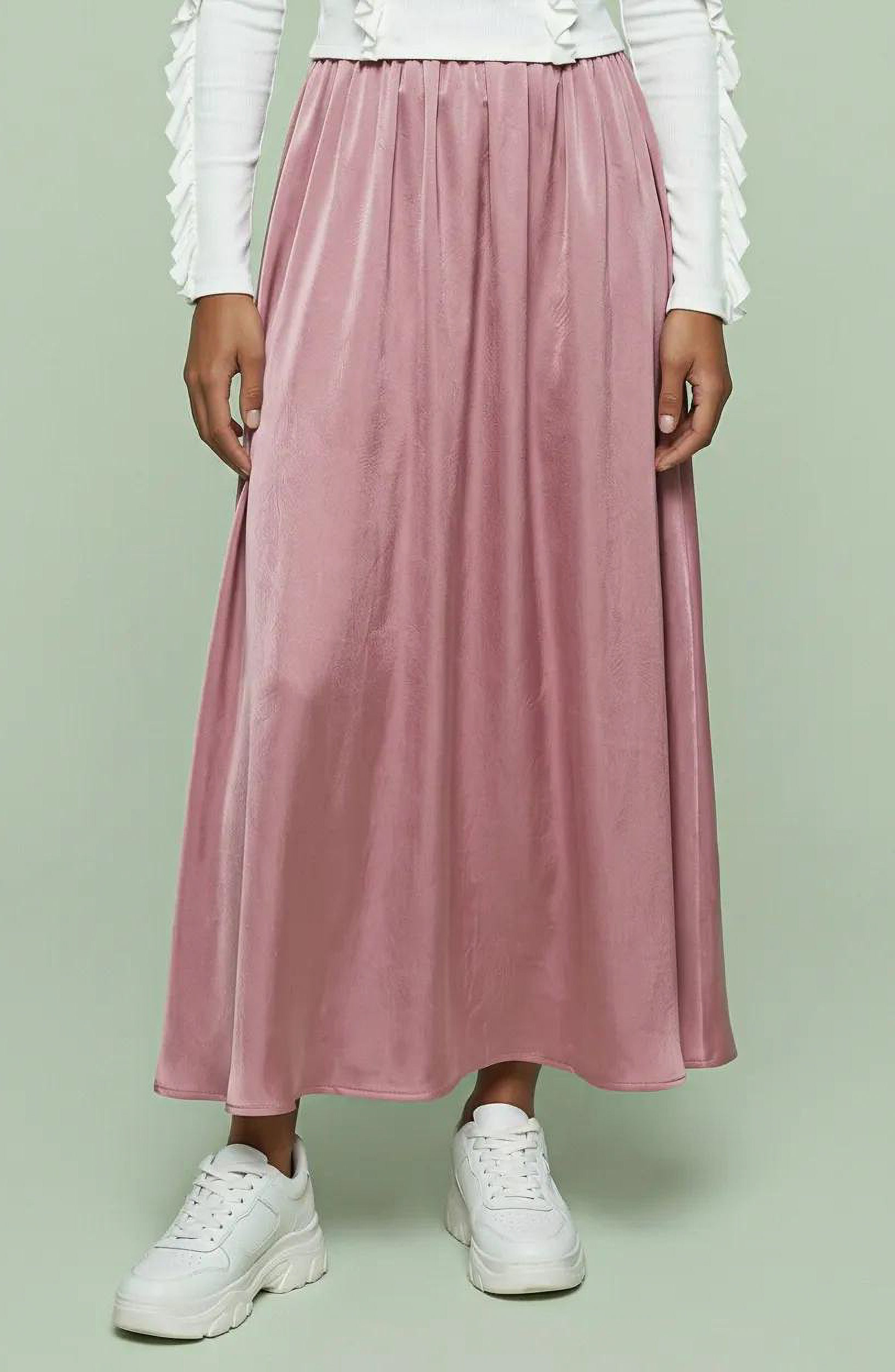 Rosette Satin Maxi Skirt