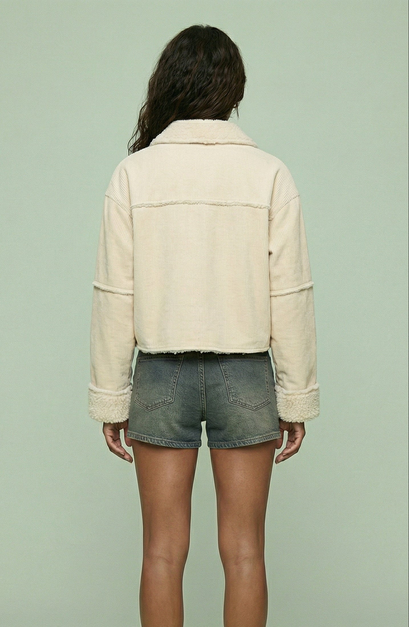 Cropped Sherpa-Lined Utility Jacket