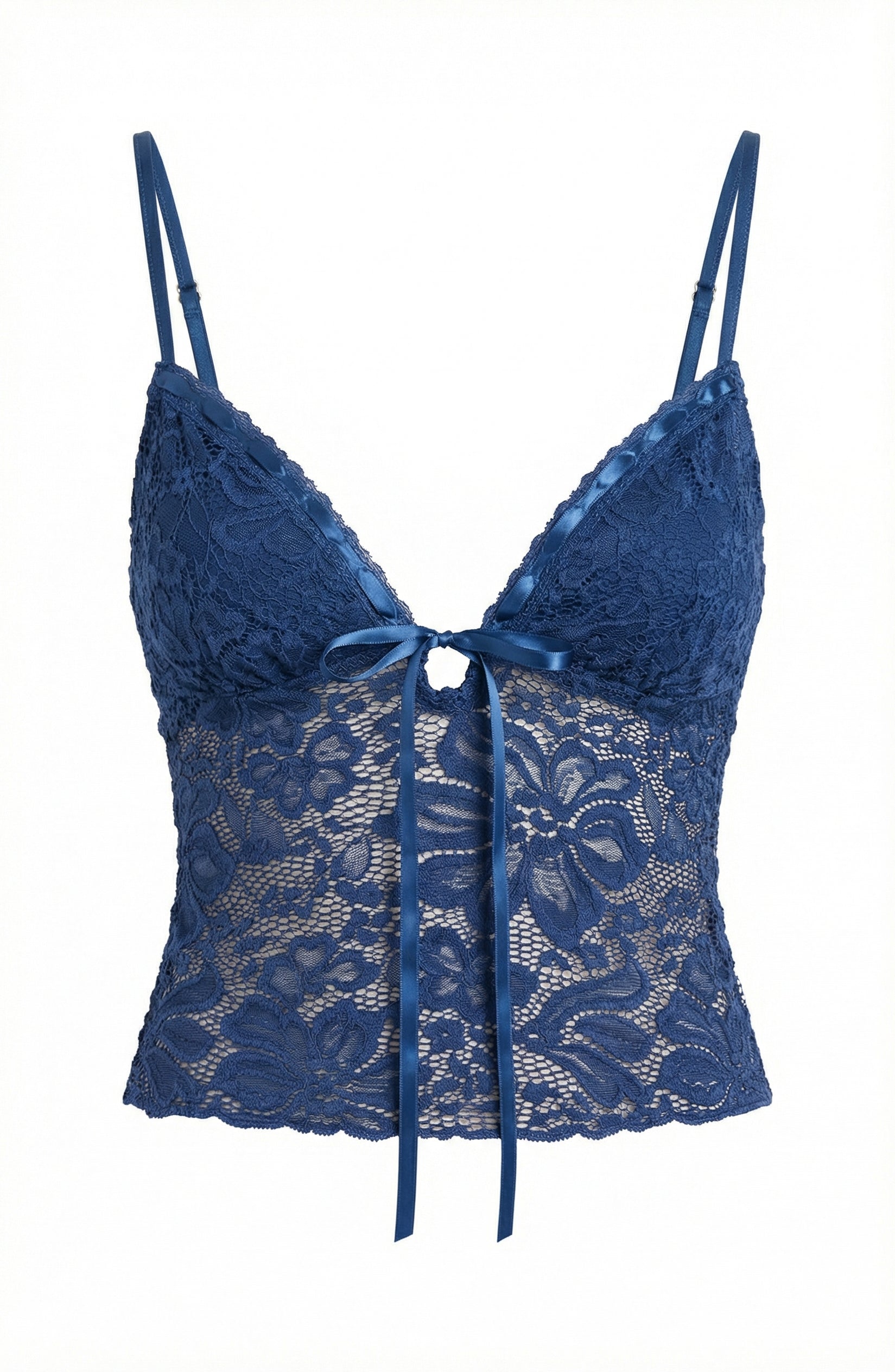 Lace Tie Front Spaghetti Strap Cami Top