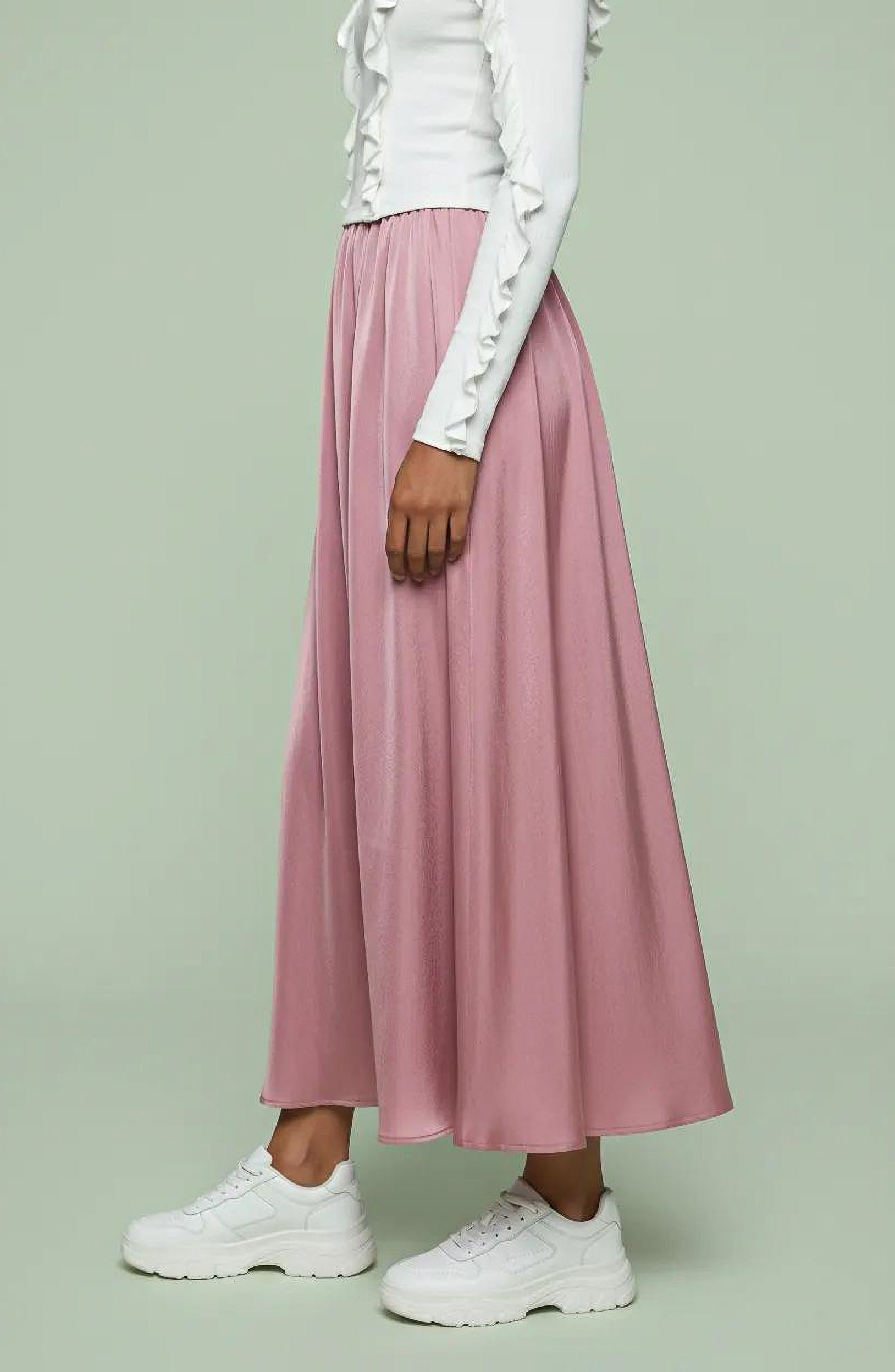 Rosette Satin Maxi Skirt