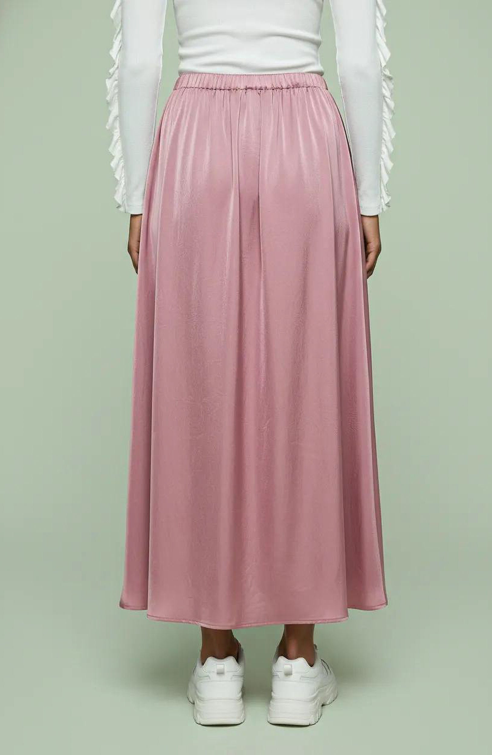 Rosette Satin Maxi Skirt